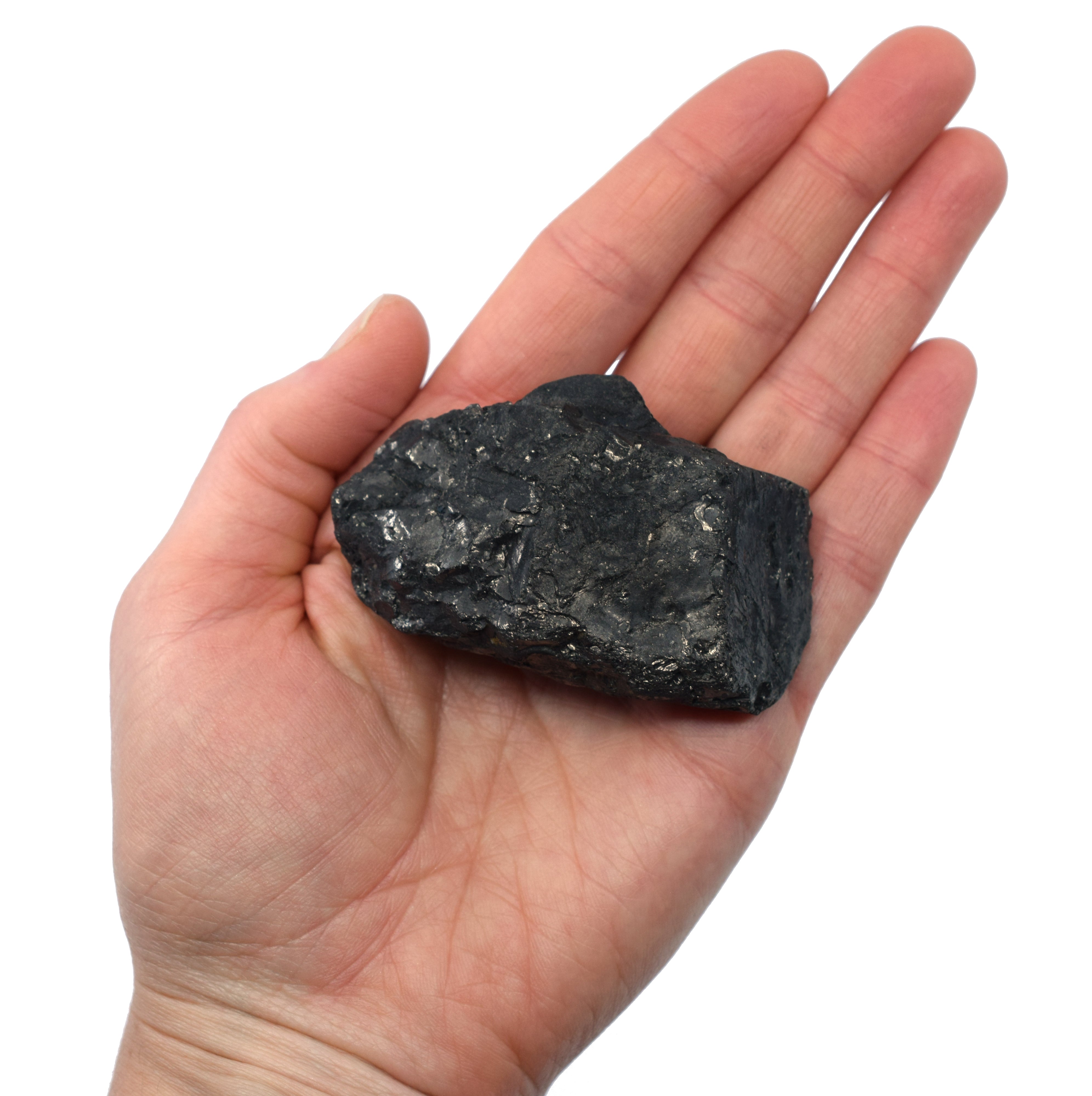 Raw Anthracite Coal Metamorphic Rock Hand Sample, Approx 3 inch
