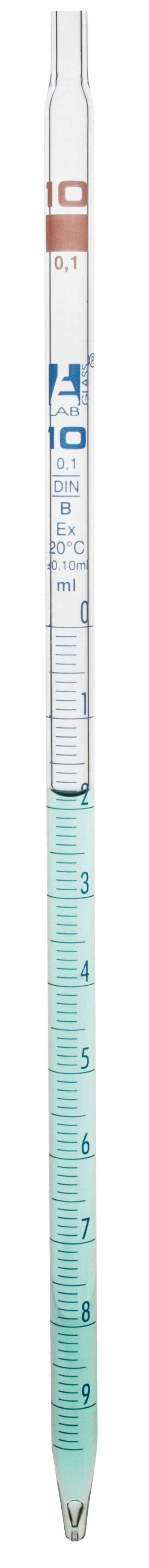 Class B Borosilicate Glass Serological Pipette with Blue Graduations