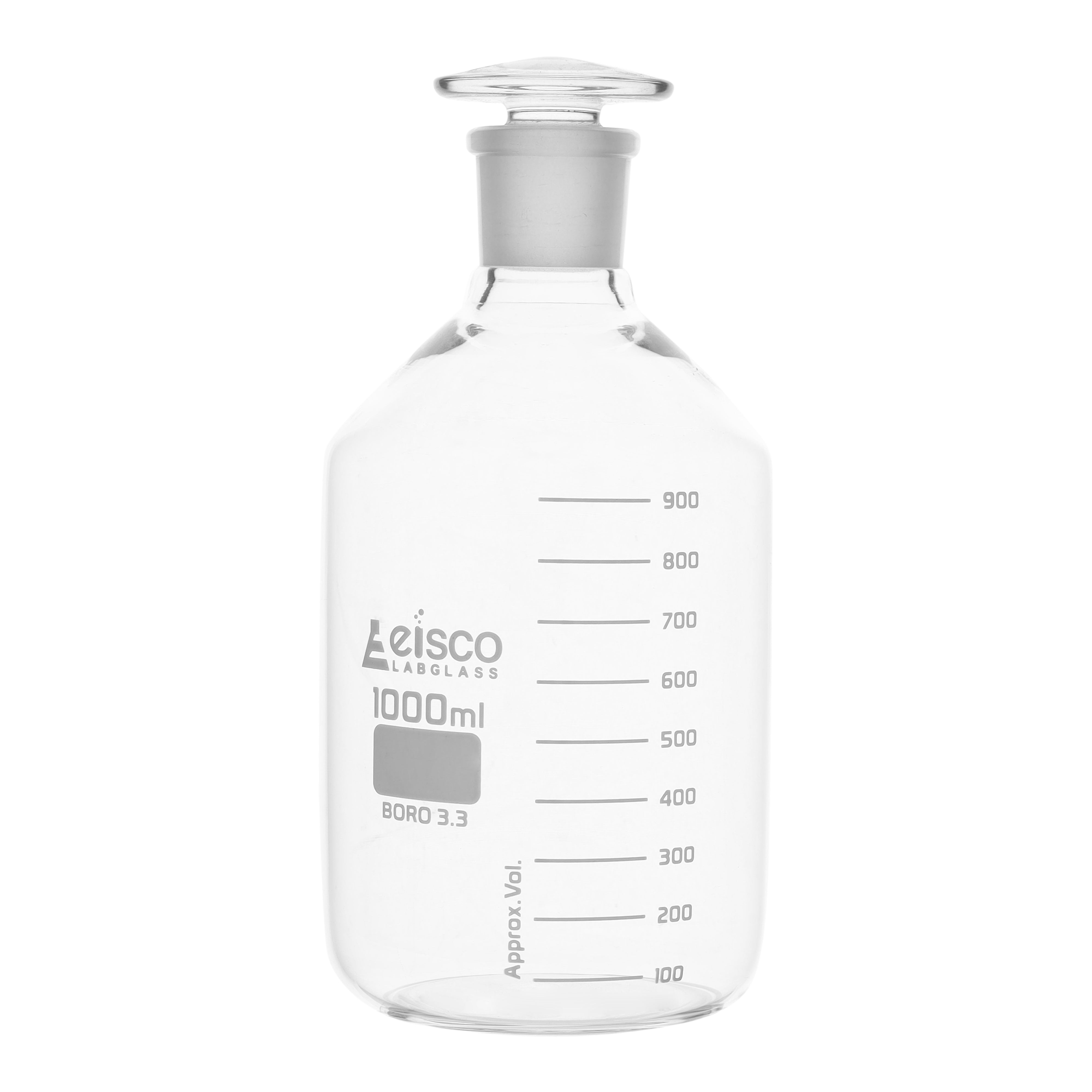 Graduated Narrow Mouth Borosilicate Glass Reagent Bottle with Glass Stopper