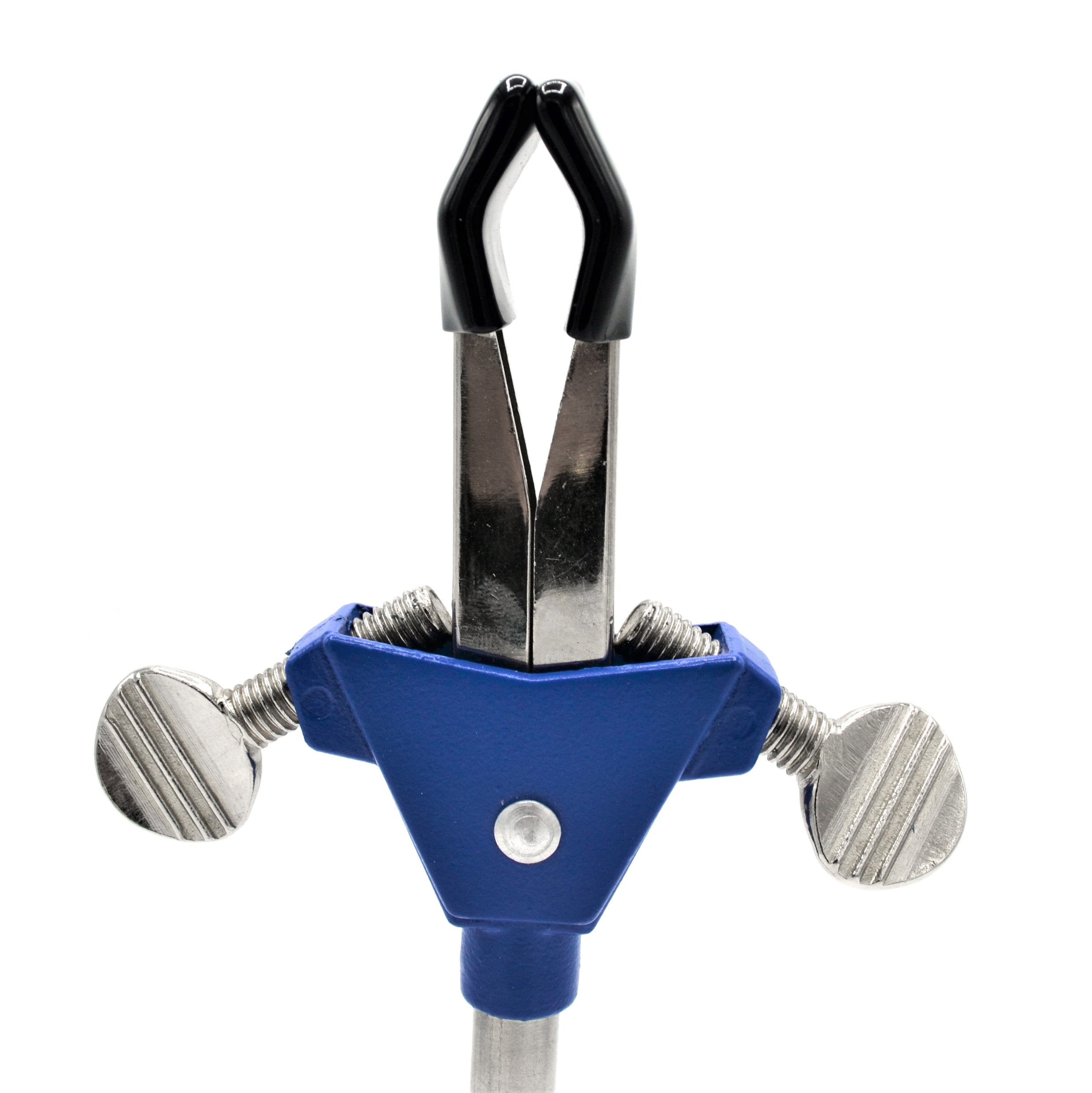 2-Prong Vinyl-Coated Spring-Loaded Clamp on Stainless Steel Rod, 2.75" Max