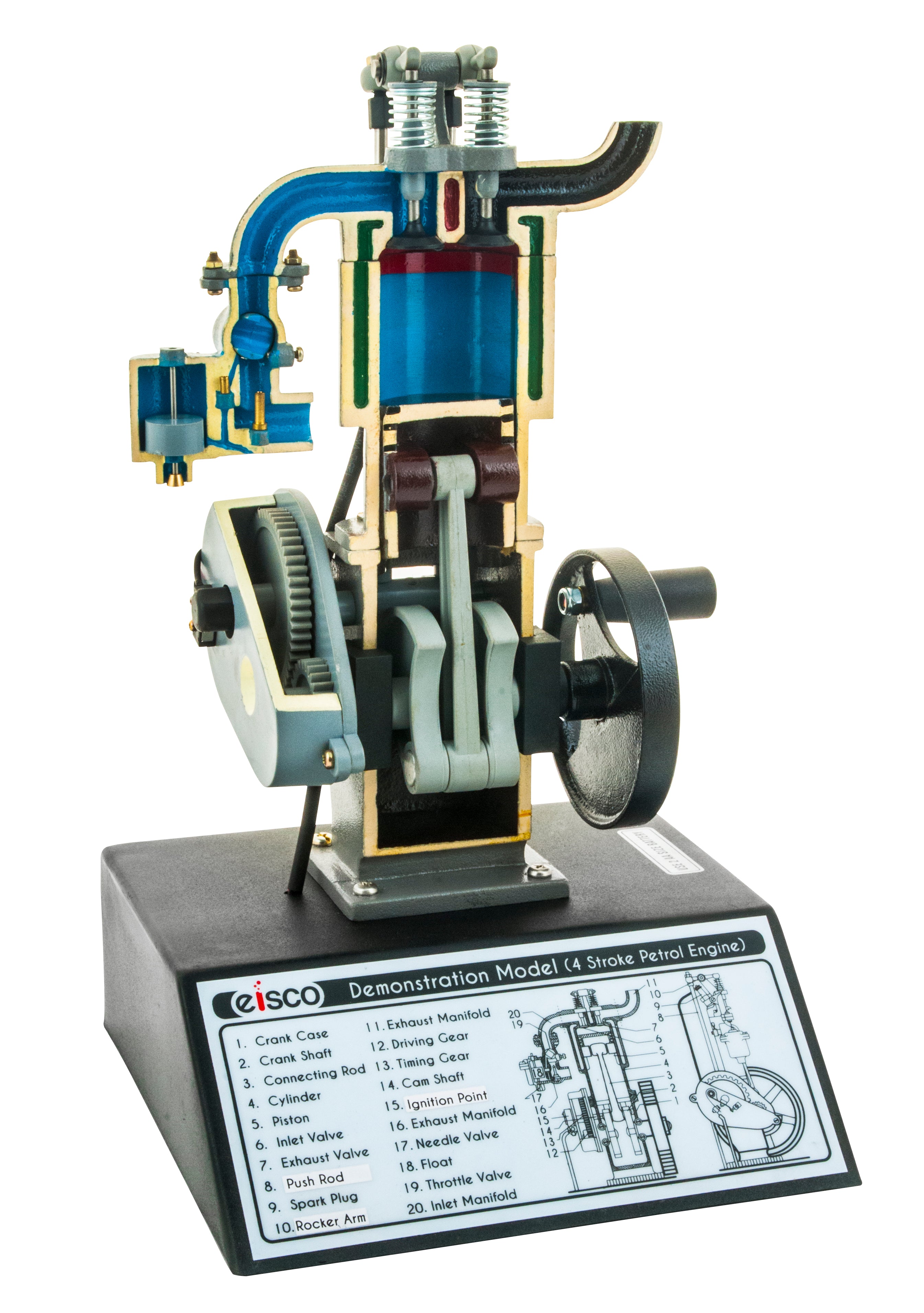 4-Stroke Gasoline Hand-Crank Engine Model, 13.75"
