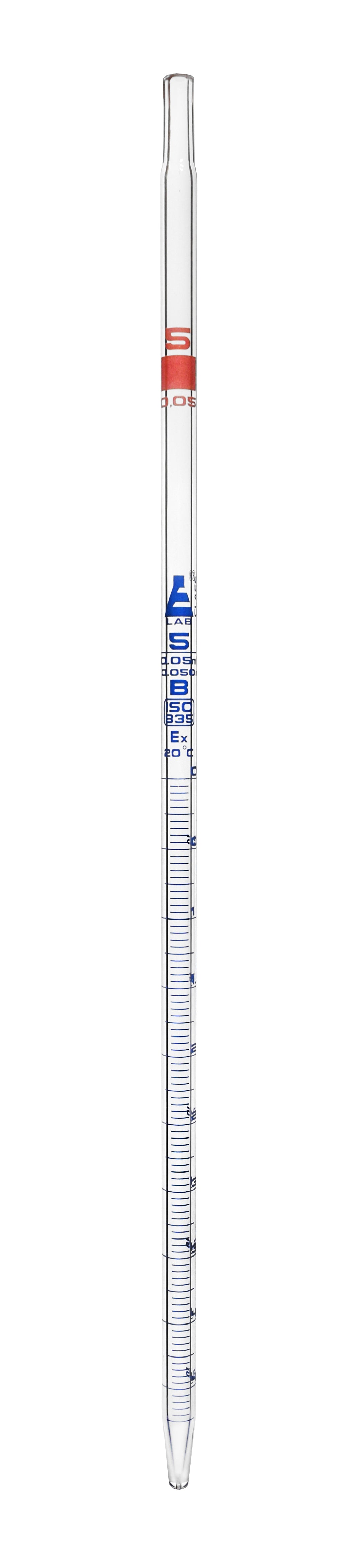 Class B Borosilicate Glass Serological Pipette with Blue Graduations