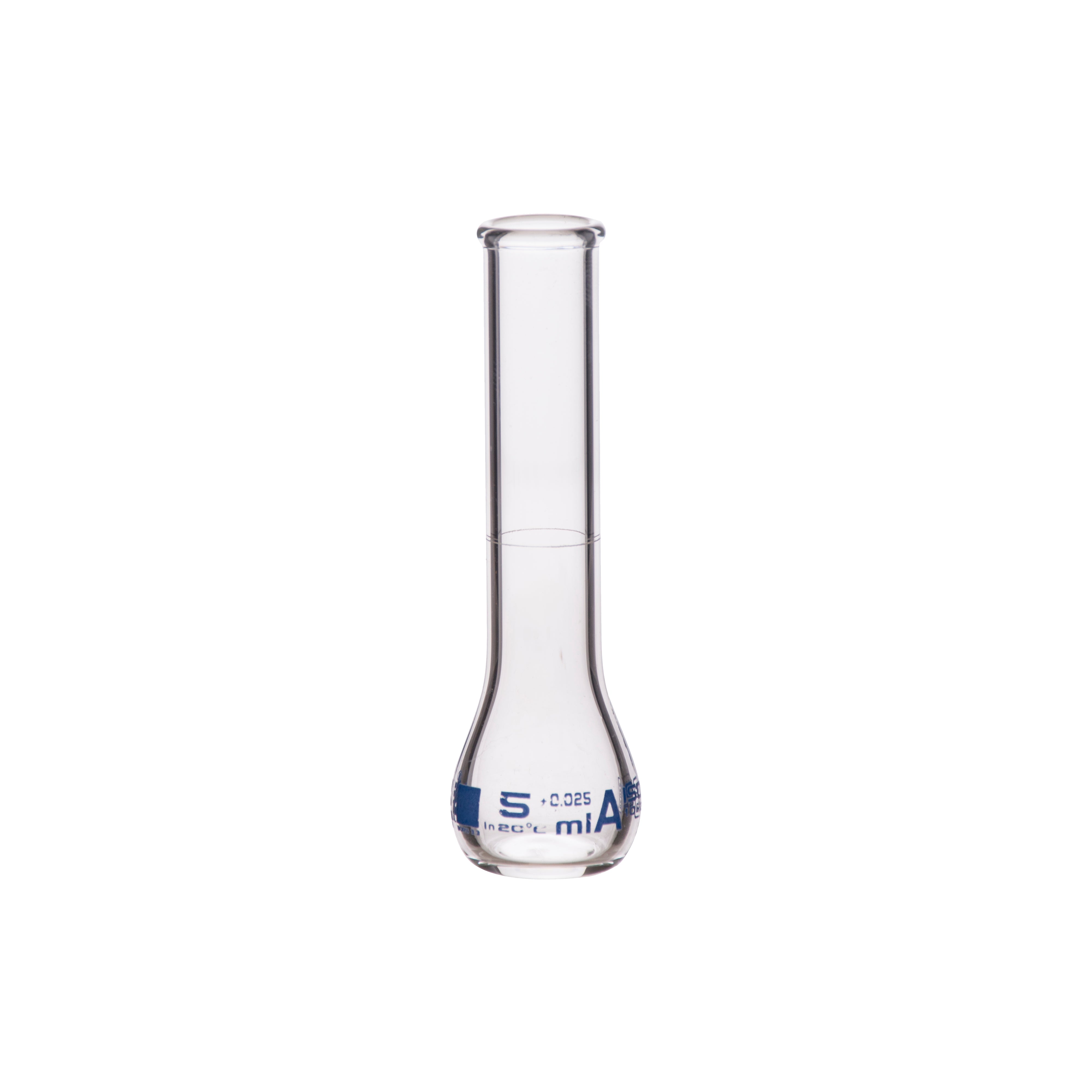Class A Borosilicate Glass Volumetric Flask with Beaded Rim, Blue Graduations