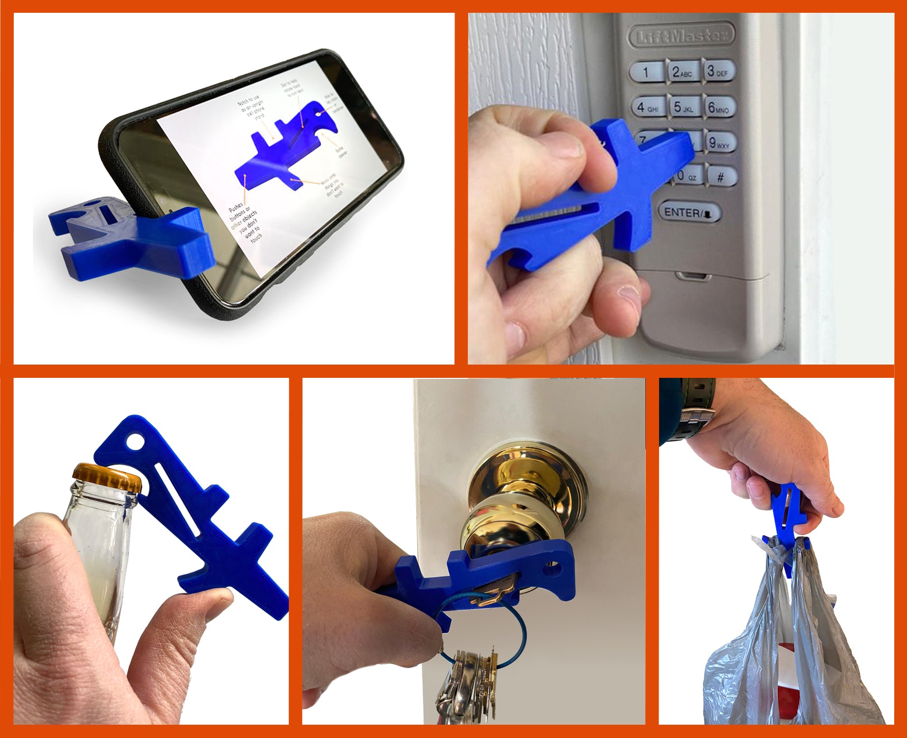 No-Touch Keychain Tool with Bottle Opener