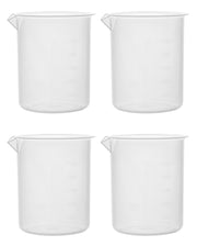4-Pack Euro Design Polypropylene Beakers with Raised Graduations and Tapered Spout, 500mL