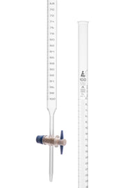 Class A Burette with PTFE Key Stopcock, 100mL, White Graduations, Borosilicate Glass