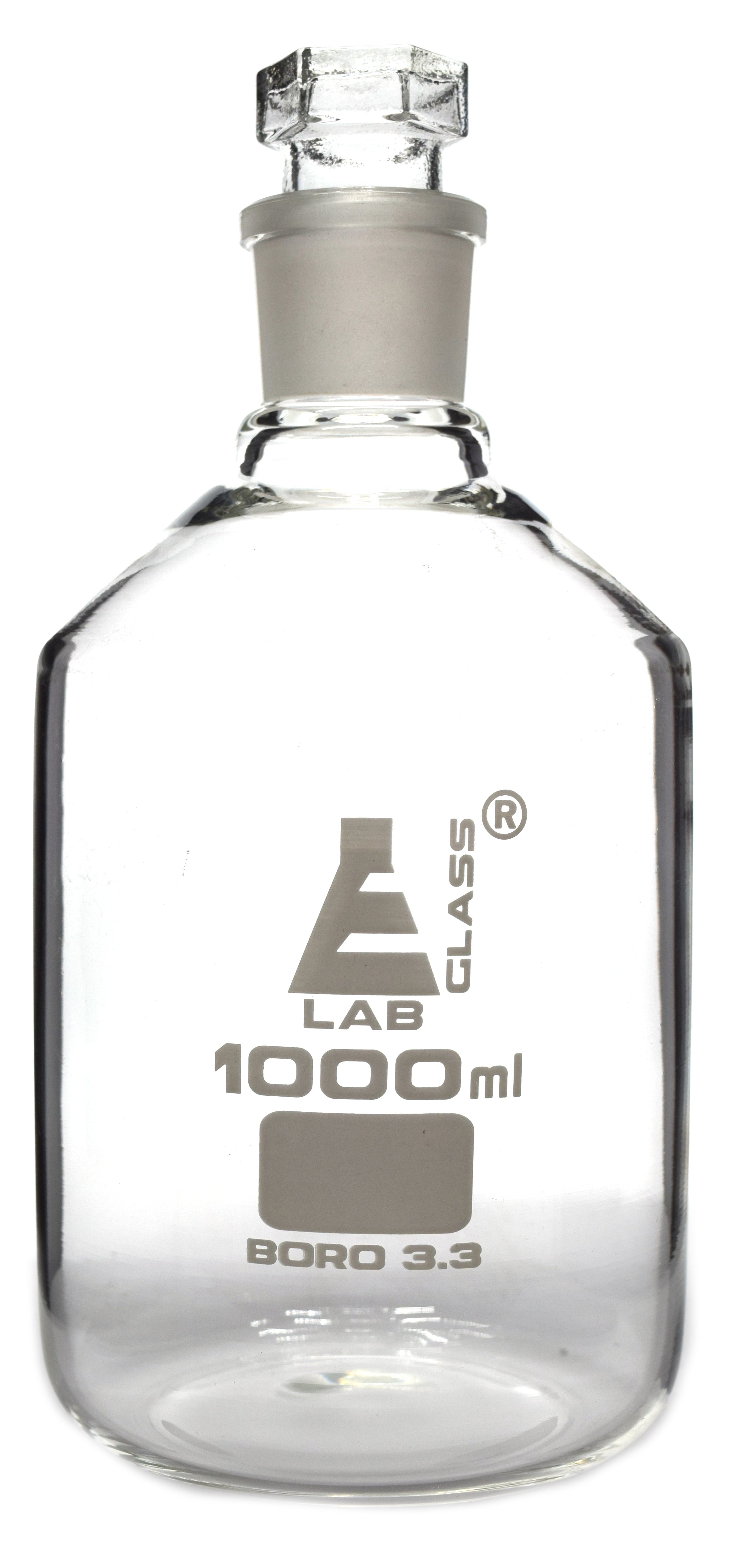 Narrow Mouth Borosilicate Glass Reagent Bottle with Hexagonal Glass Stopper