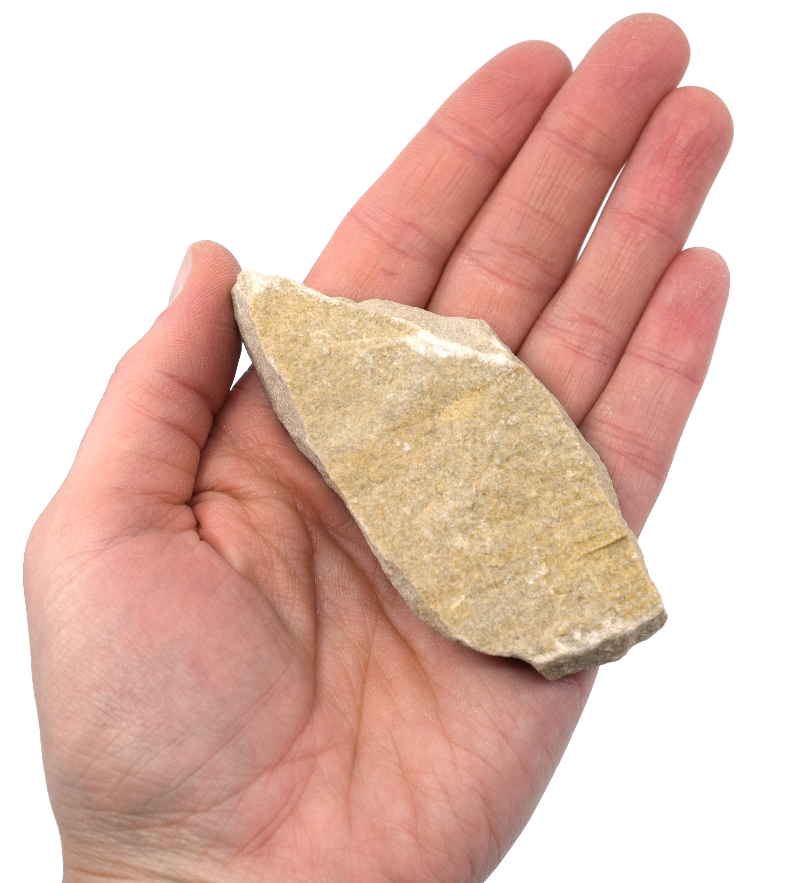 Raw White Sandstone Sedimentary Rock Hand Sample, Approx 3 inch