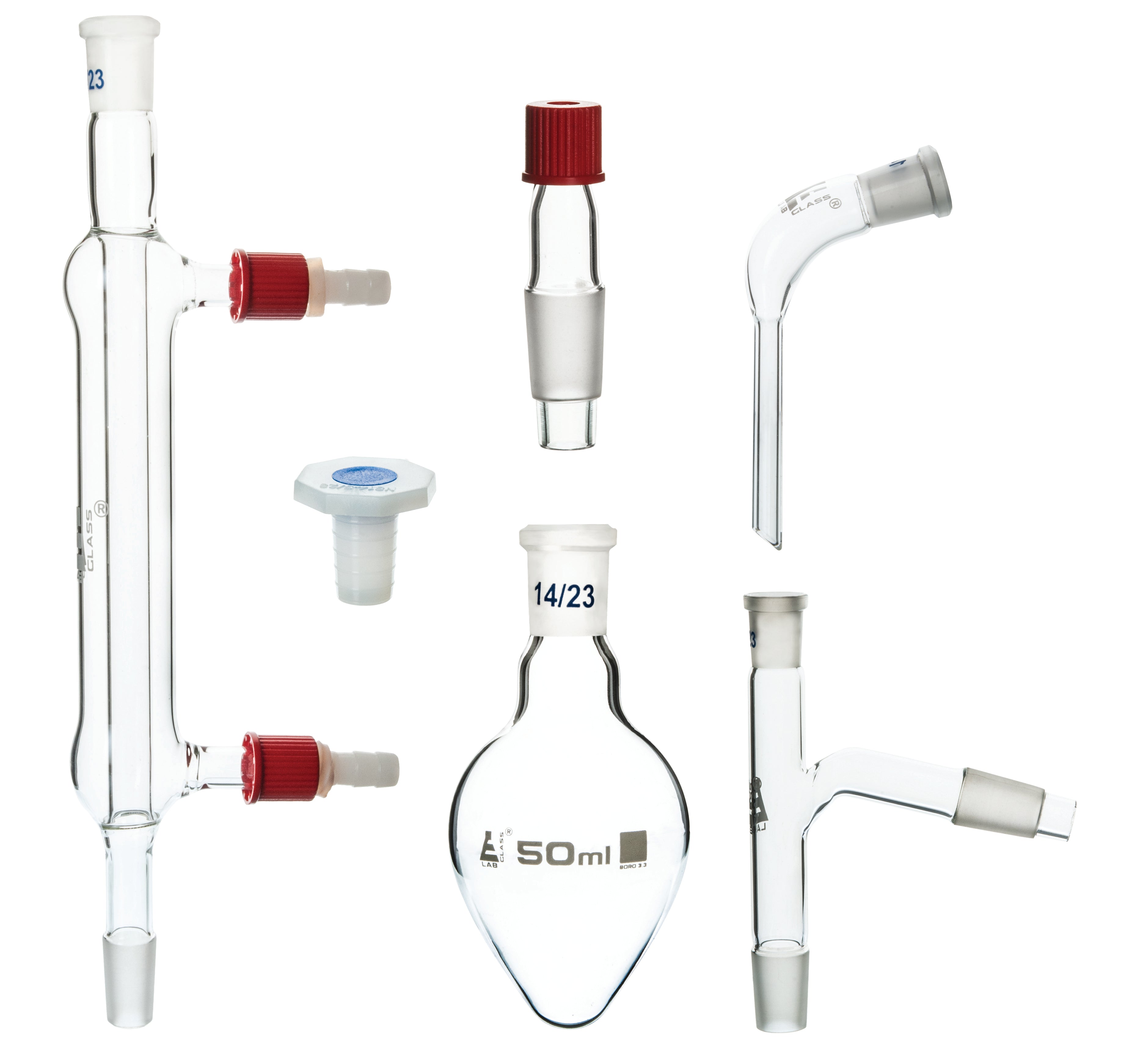 6-Piece Organic Chemistry Glassware Set, 14/23 Joint, Borosilicate Glass
