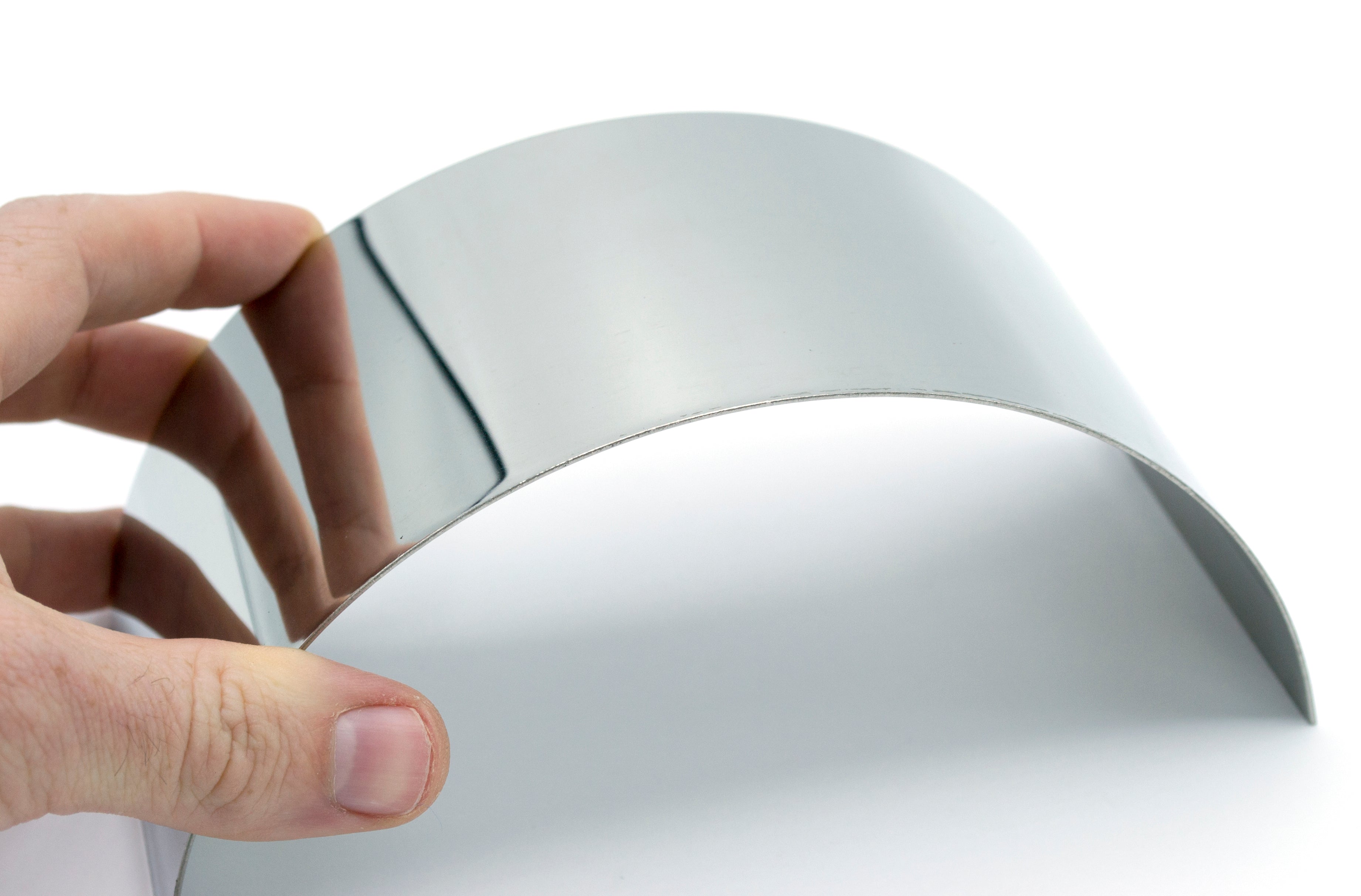 Convex Half-Cylinder Stainless Steel Mirror for Ray Box, 6.25 x 2.875"