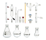 17-Piece Advanced Organic Chemistry Distillation Glassware Set in Plastic Case, Borosilicate Glass
