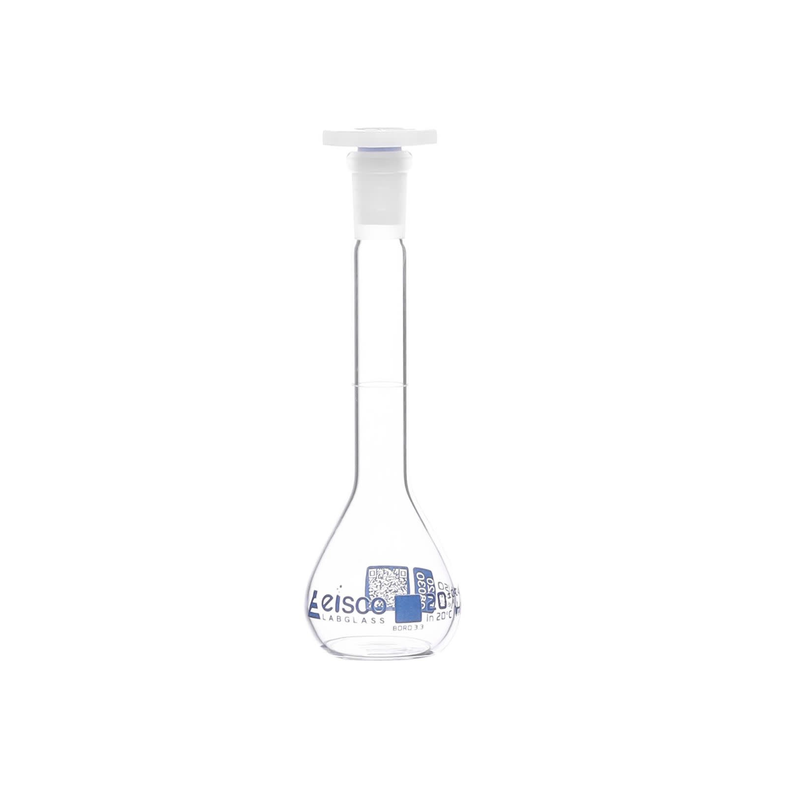Class A Borosilicate Glass Volumetric Flask with Polyethylene Stopper, QR Certificate