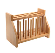 12-Tube Premium Wooden Test Tube Rack with Draining Pins, 9.3" Wide