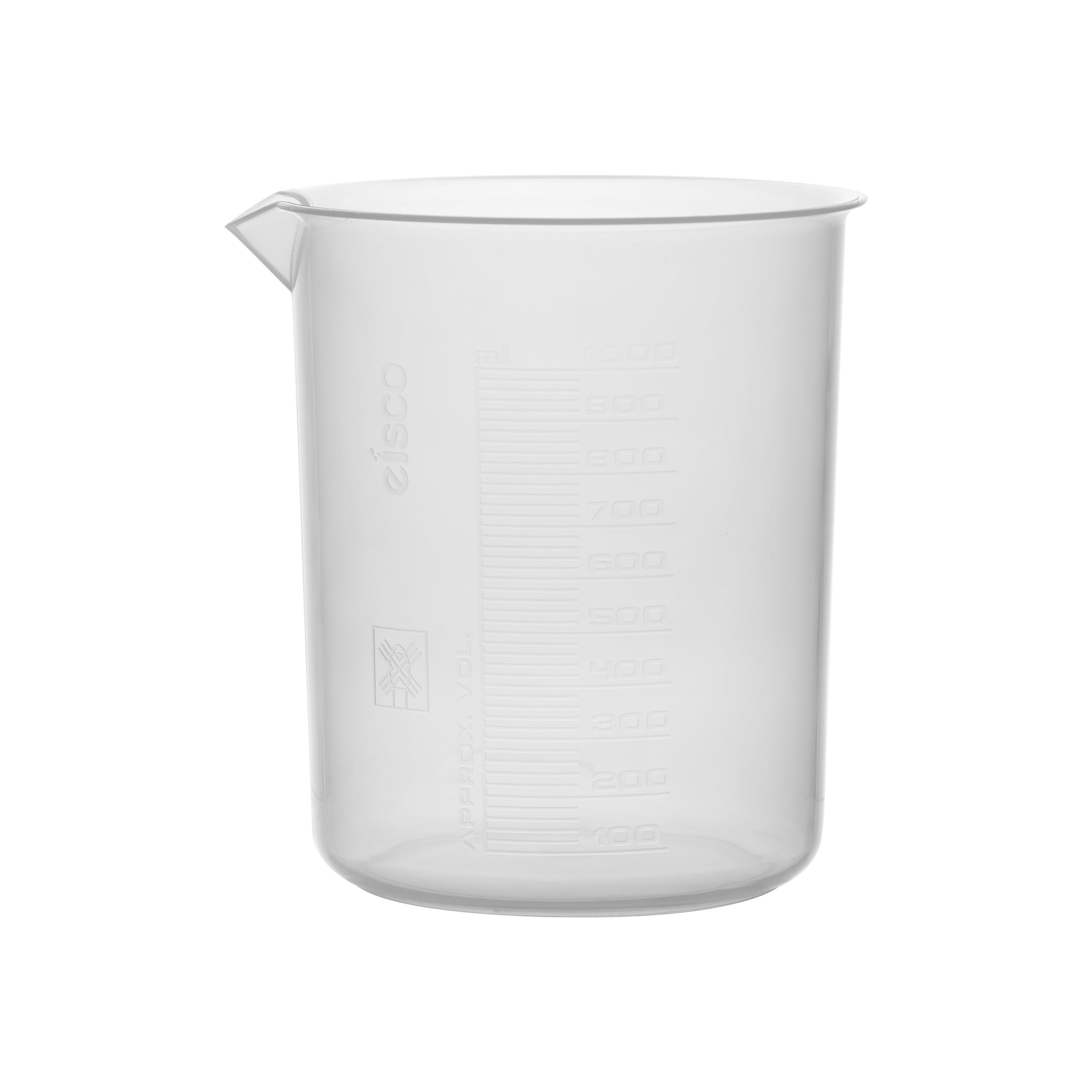 Polypropylene Beaker with Raised Graduations and Tapered Spout
