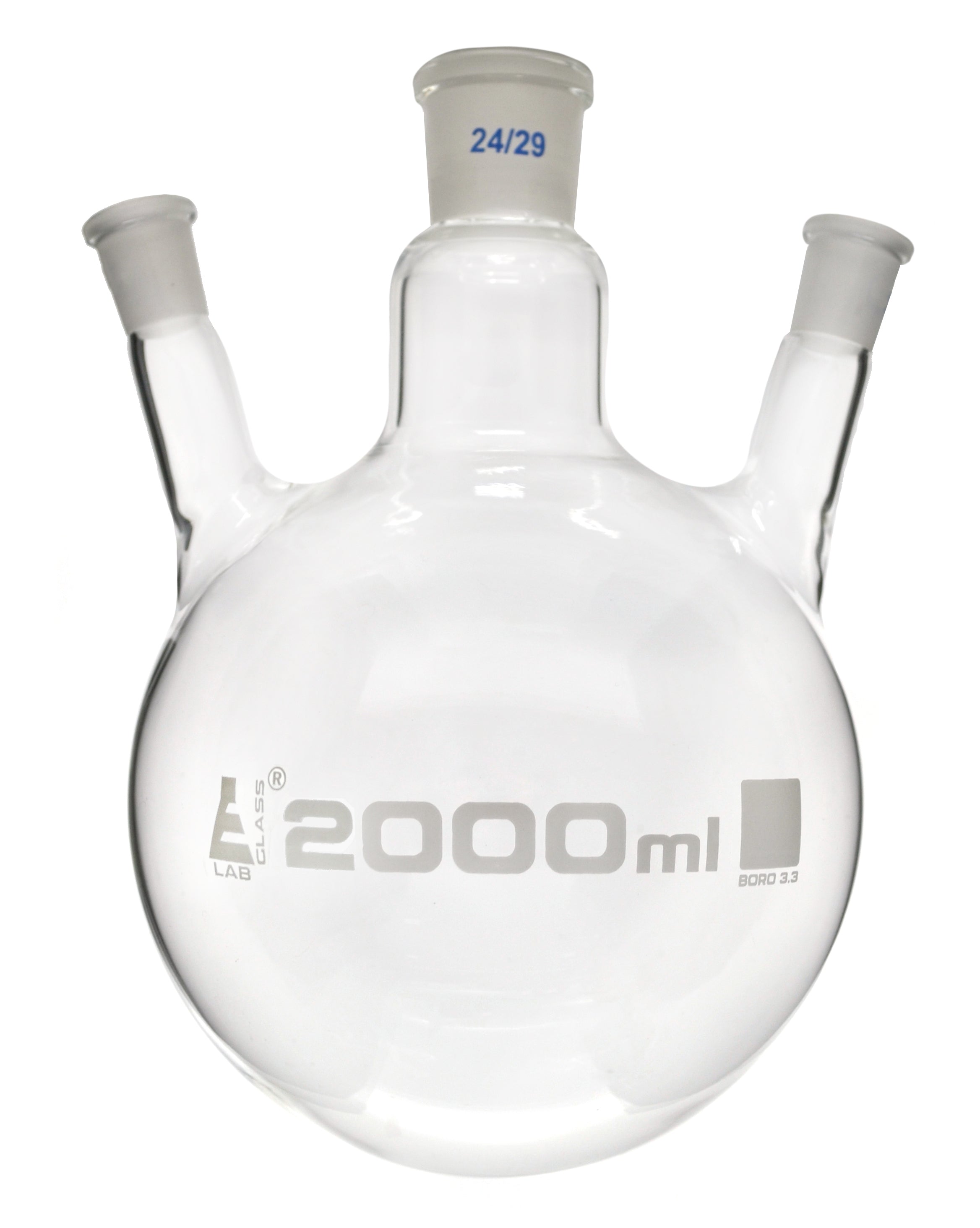 Round Bottom Three-Angled-Neck Borosilicate Glass Distillation Flask