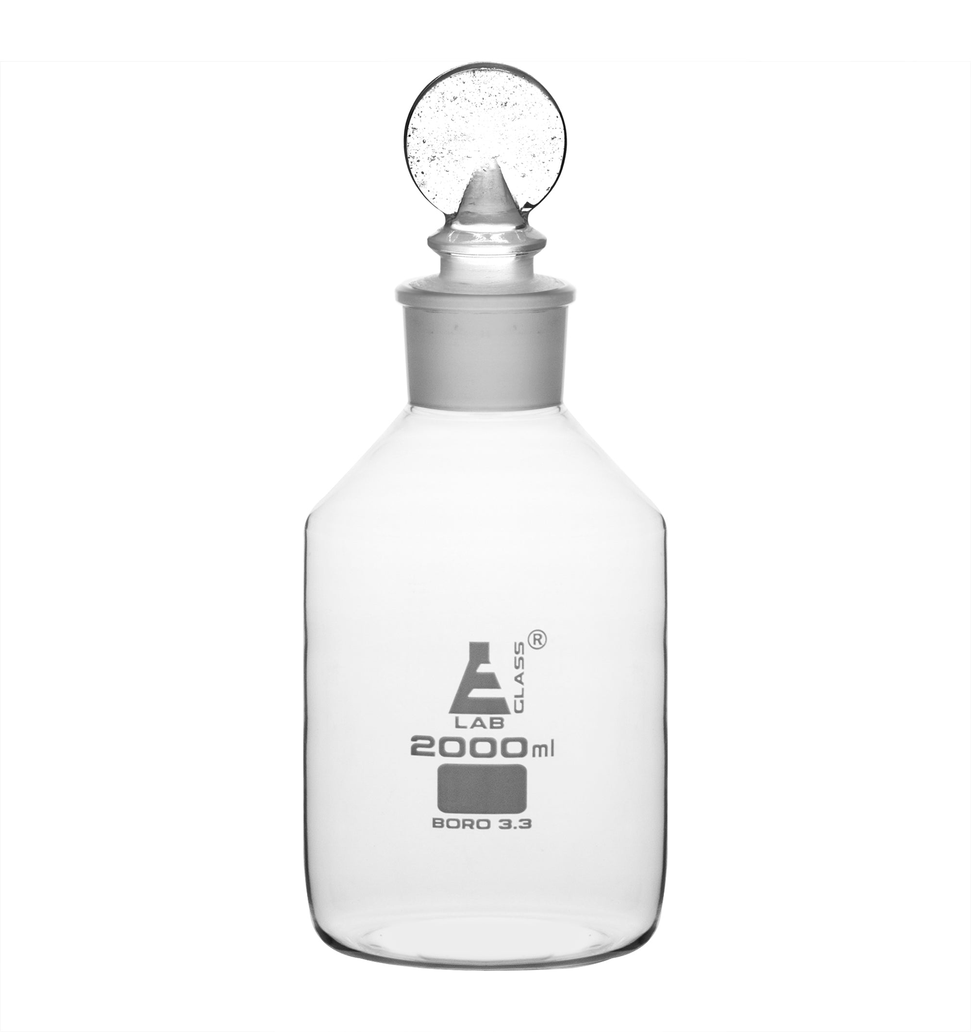 Wide Mouth Borosilicate Glass Reagent Bottle with Penny Stopper