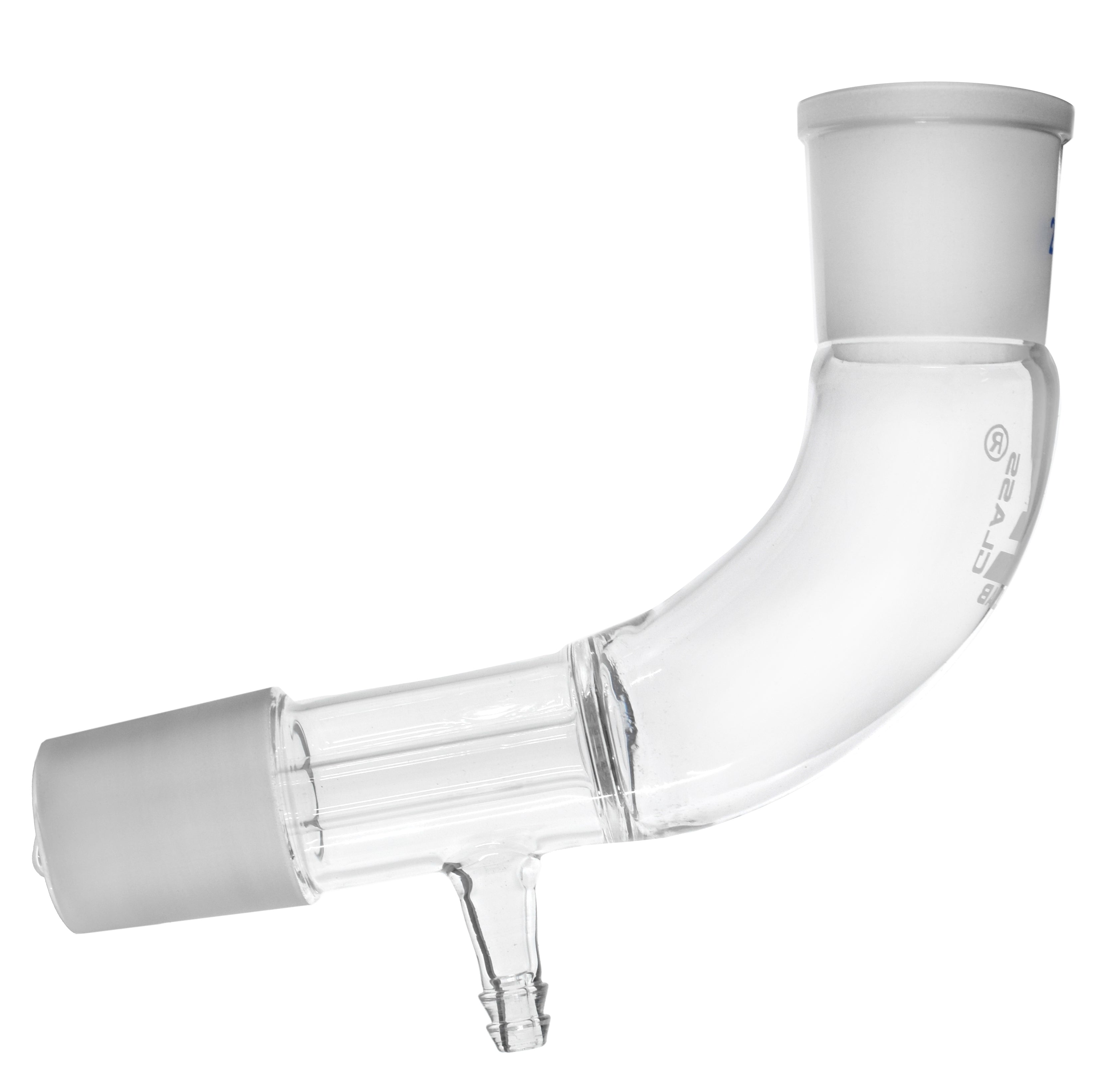 Bend Receiver Adapter with Vacuum Connection, 24/29 Socket and 29/32 Cone, Borosilicate Glass