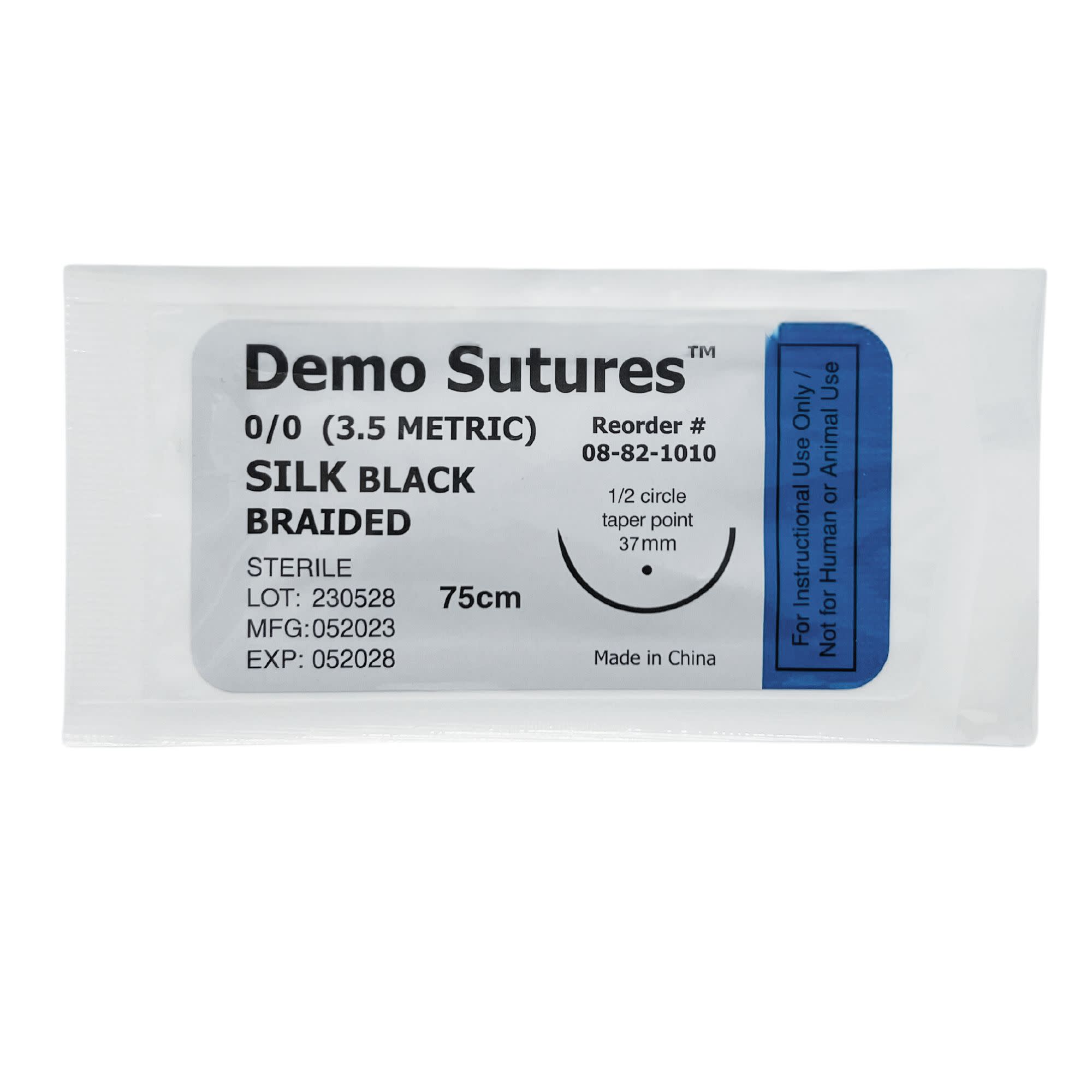 5-Piece Silk Practice Suture Set, Sizes 0/0 to 5/0, 75cm