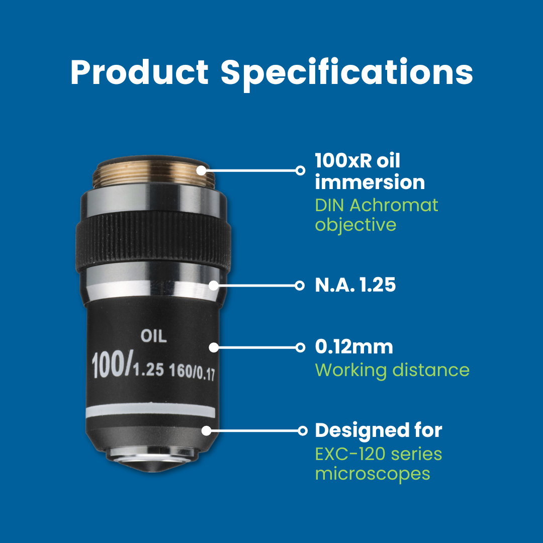 100xR Oil DIN Achromat Microscope Objective for EXC-120