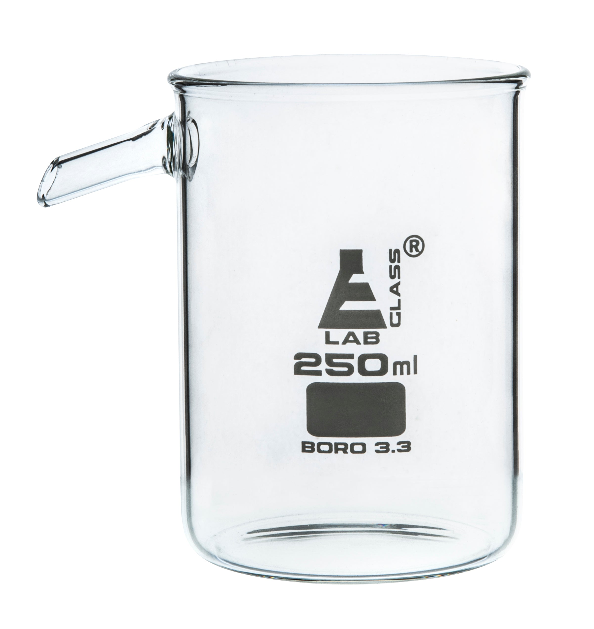 Borosilicate Glass Displacement Vessel with Spout, 250mL