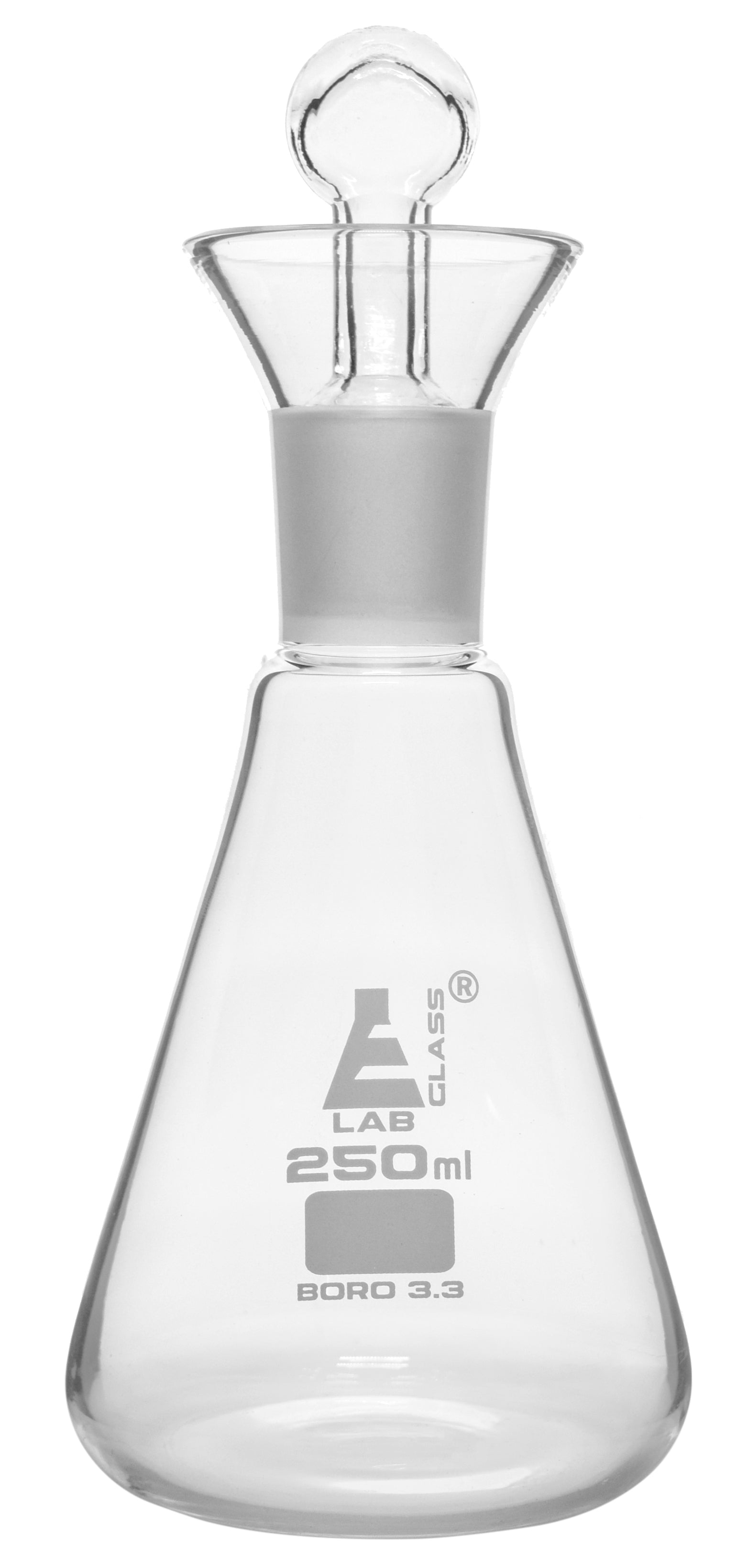 Conical Borosilicate Glass Iodine Flask with Interchangeable Stopper
