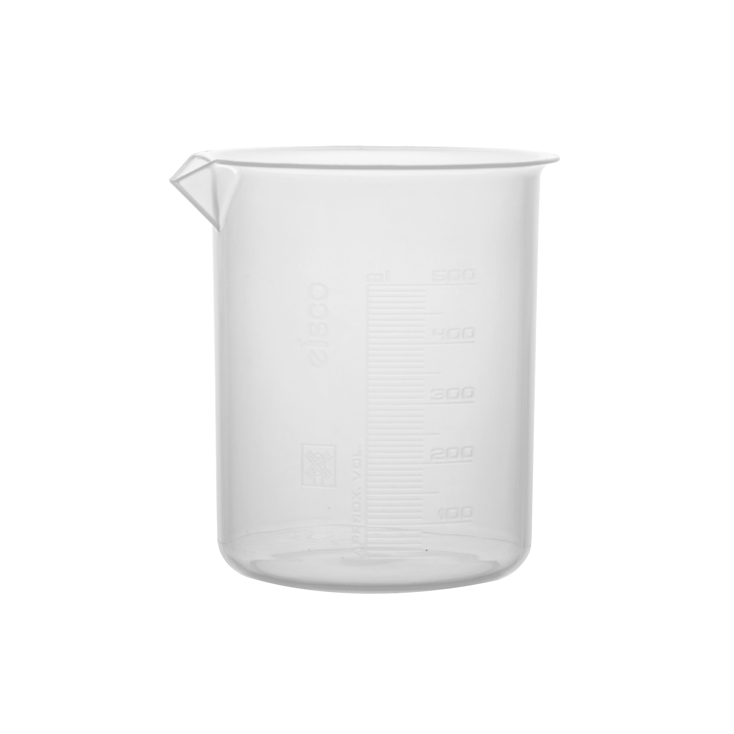 Polypropylene Beaker with Raised Graduations and Tapered Spout