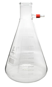 Conical Filtering Flask with Integral Plastic Side Arm, 5000mL, White Graduations, Borosilicate Glass