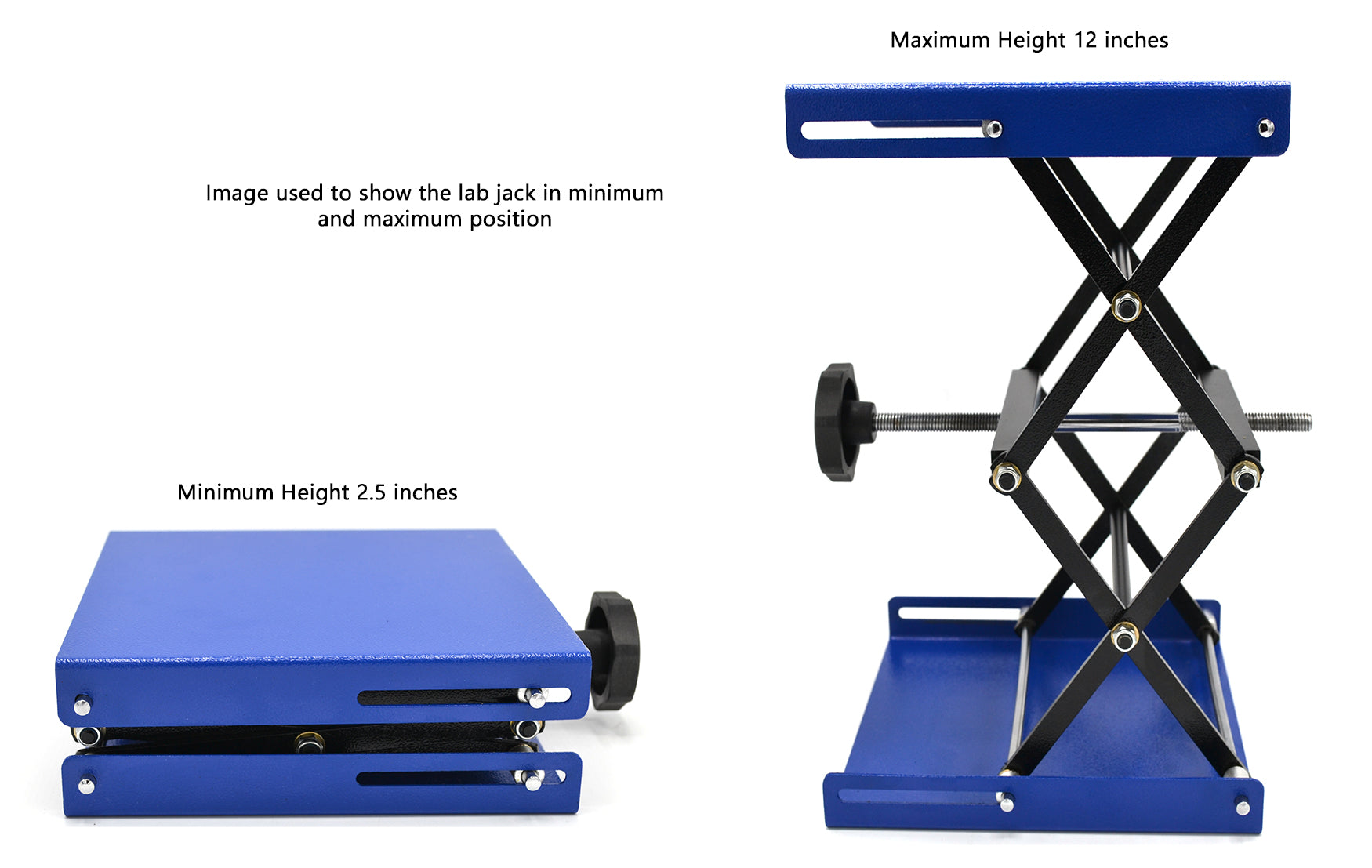 Laboratory Scissor Jack, 7.75 x 7.75", 12" Max Height