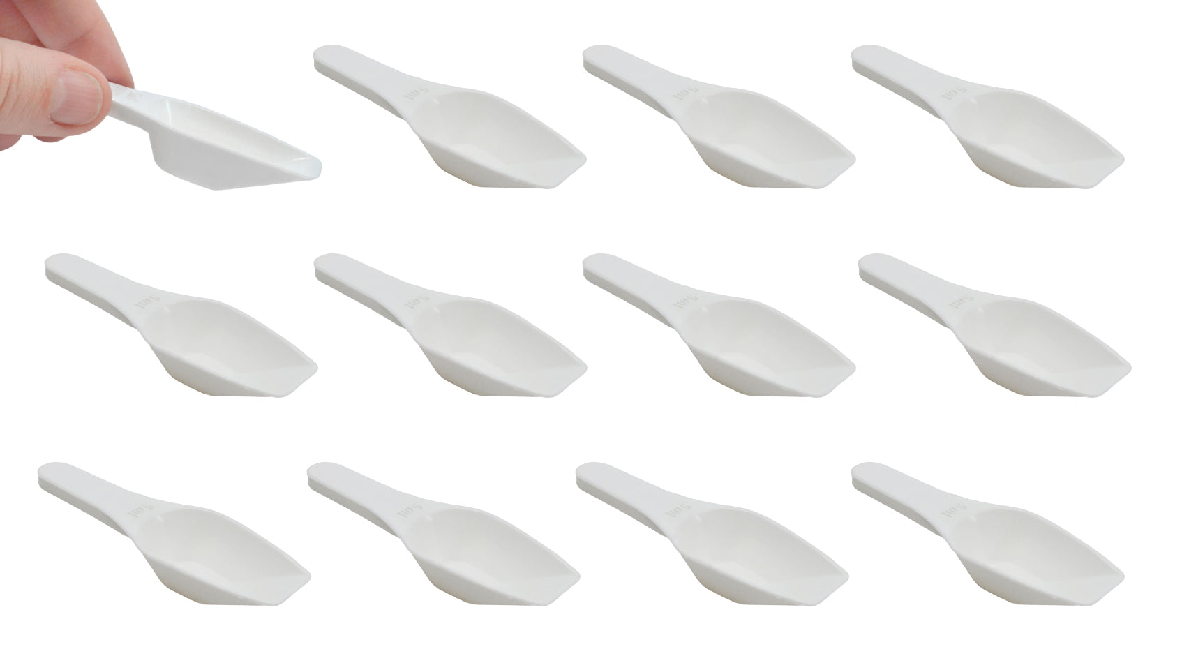 Autoclavable Polypropylene Scoop with Flat Bottom, 12-Pack