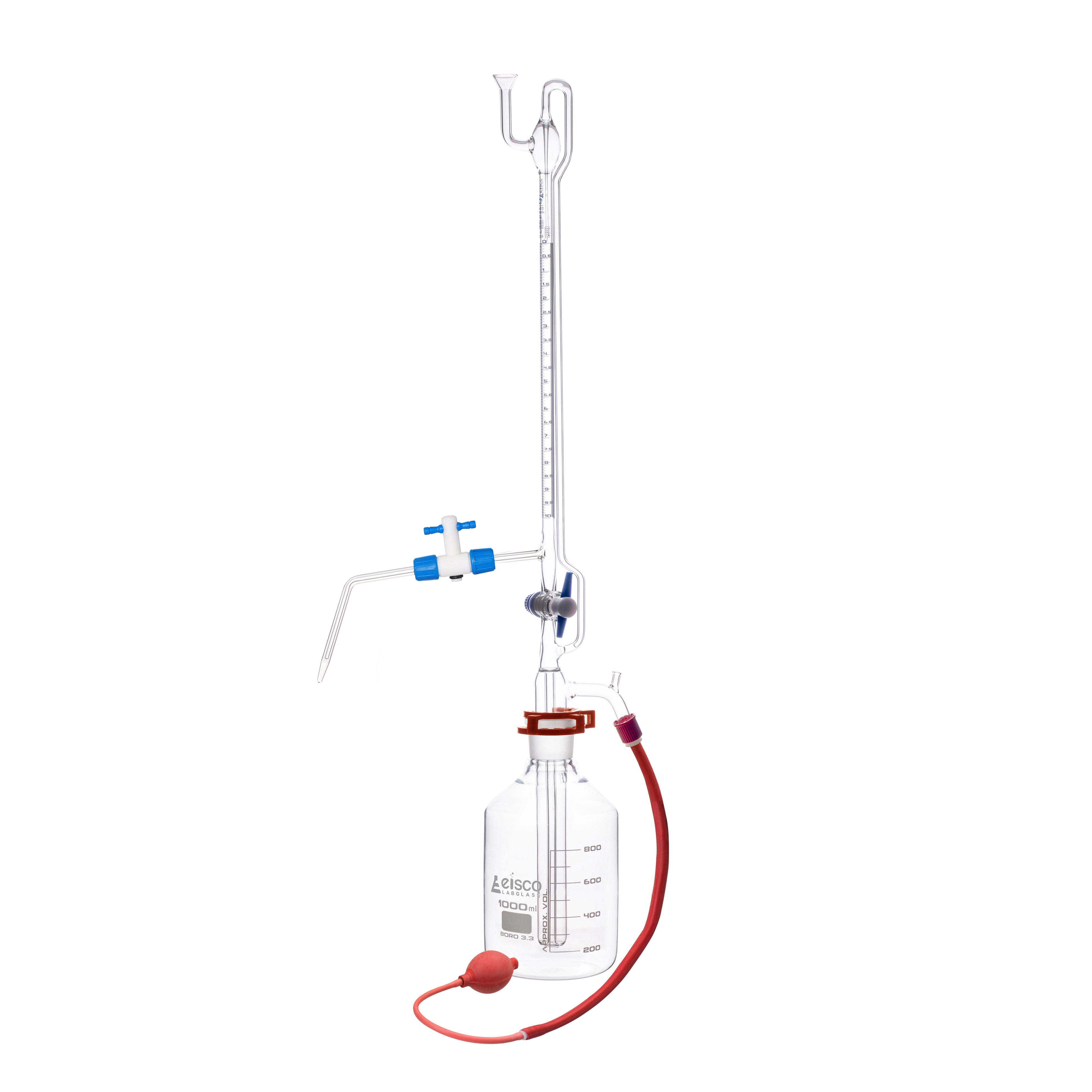 Class A Automatic Zero Schellbach Burette with 1000mL Reservoir, 10mL, 29/32 Joint, Borosilicate Glass
