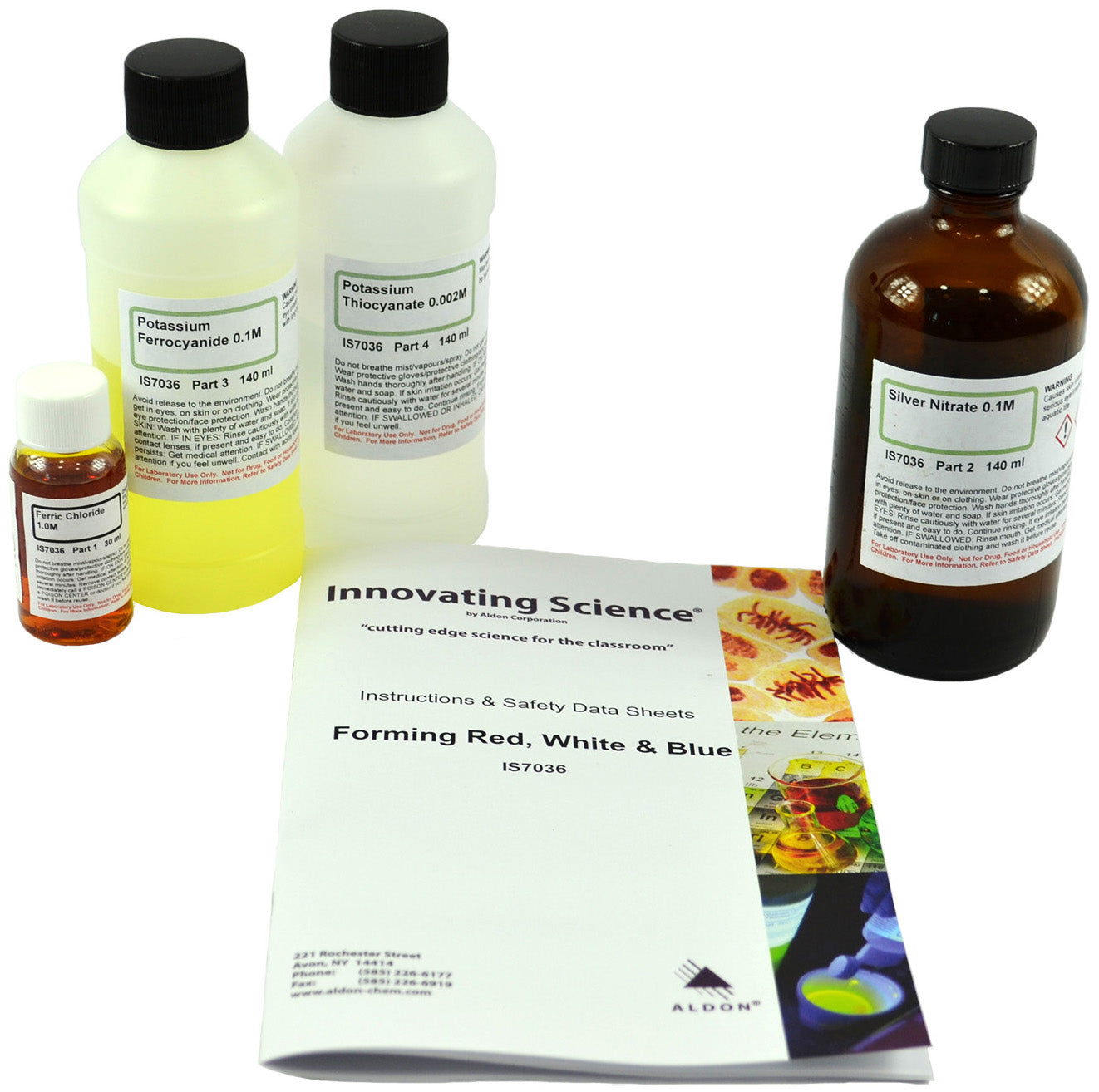 Forming Red, White and Blue Double Replacement Reaction Demonstration Kit