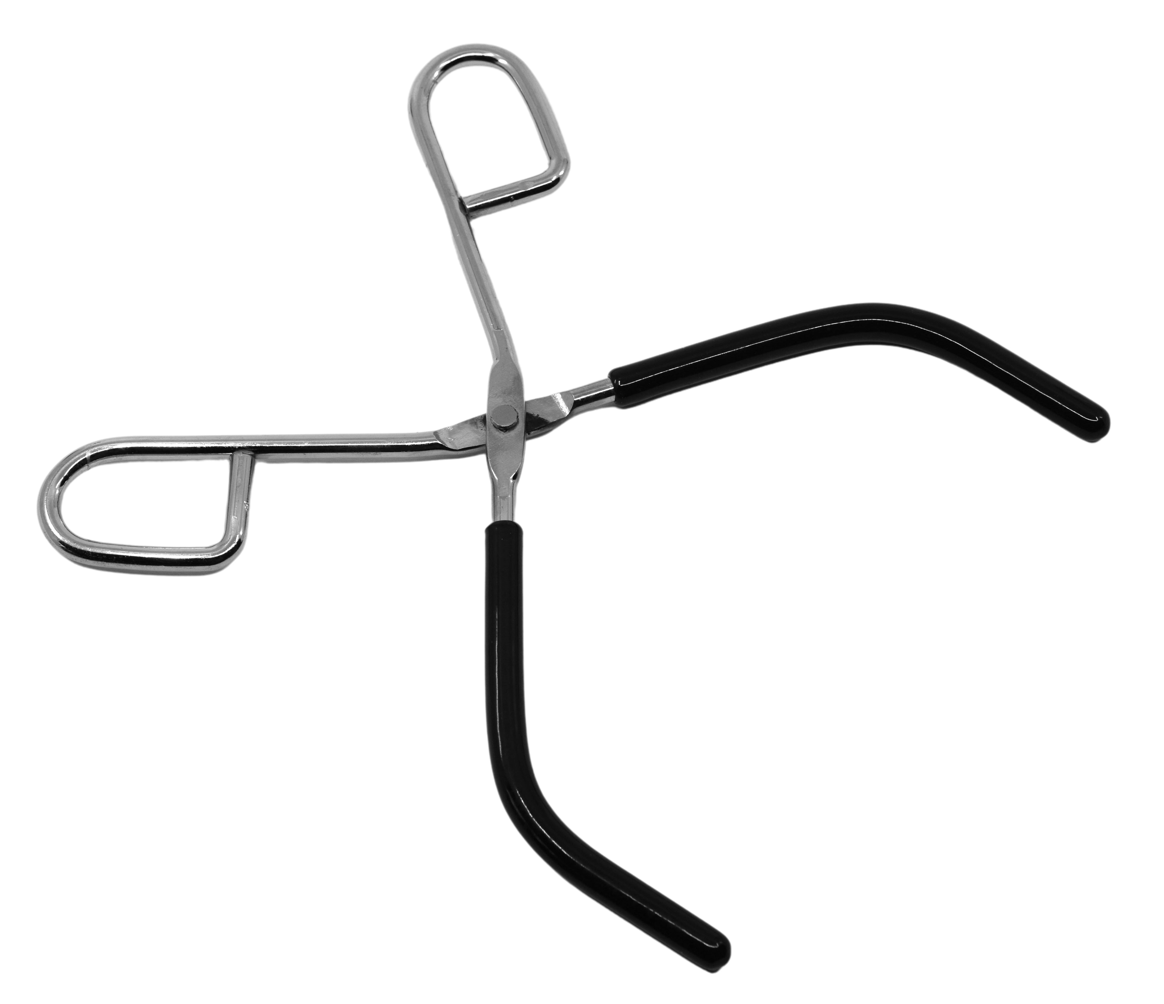 Beaker Tongs, 9.75" Long - Rubber Coated Jaws - Nickel Plated Steel
