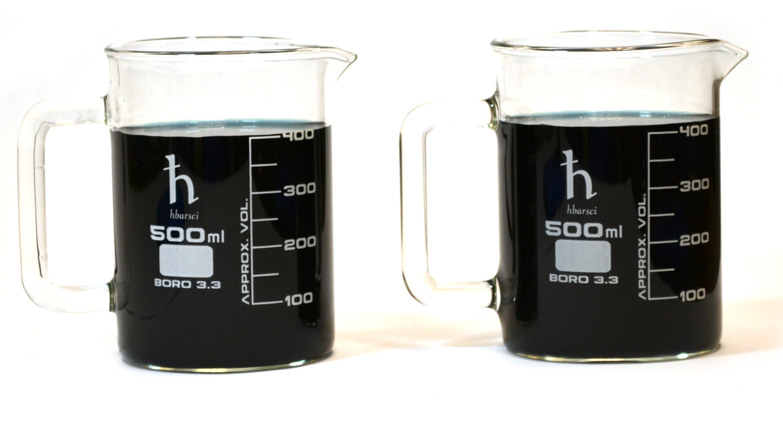 Premium Hand-Crafted Borosilicate Glass Beaker Mug, 500mL, 2-Pack