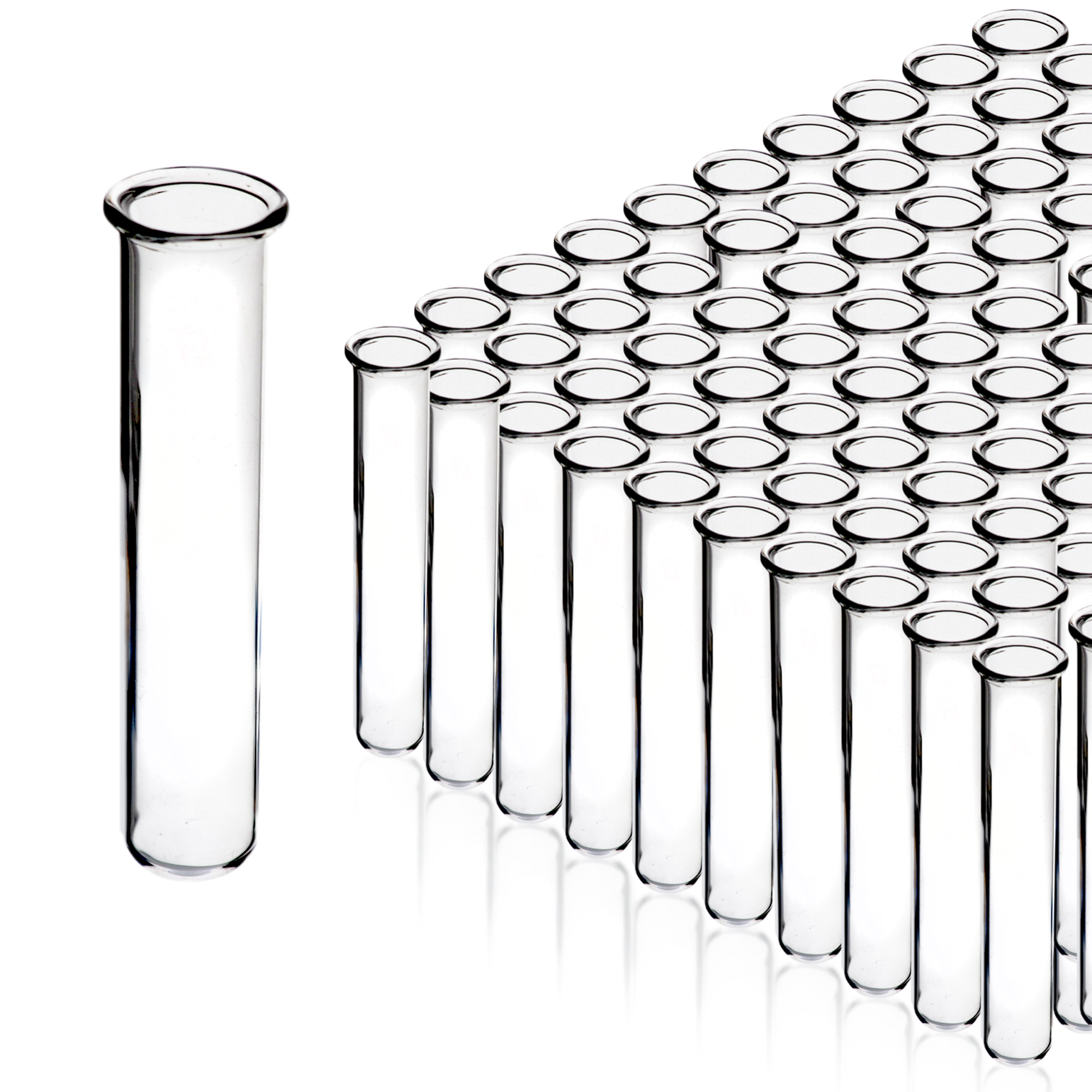 100-Pack Autoclavable Thin-Wall Test Tubes with Rim, 12mL, 100 x 16mm, Borosilicate Glass