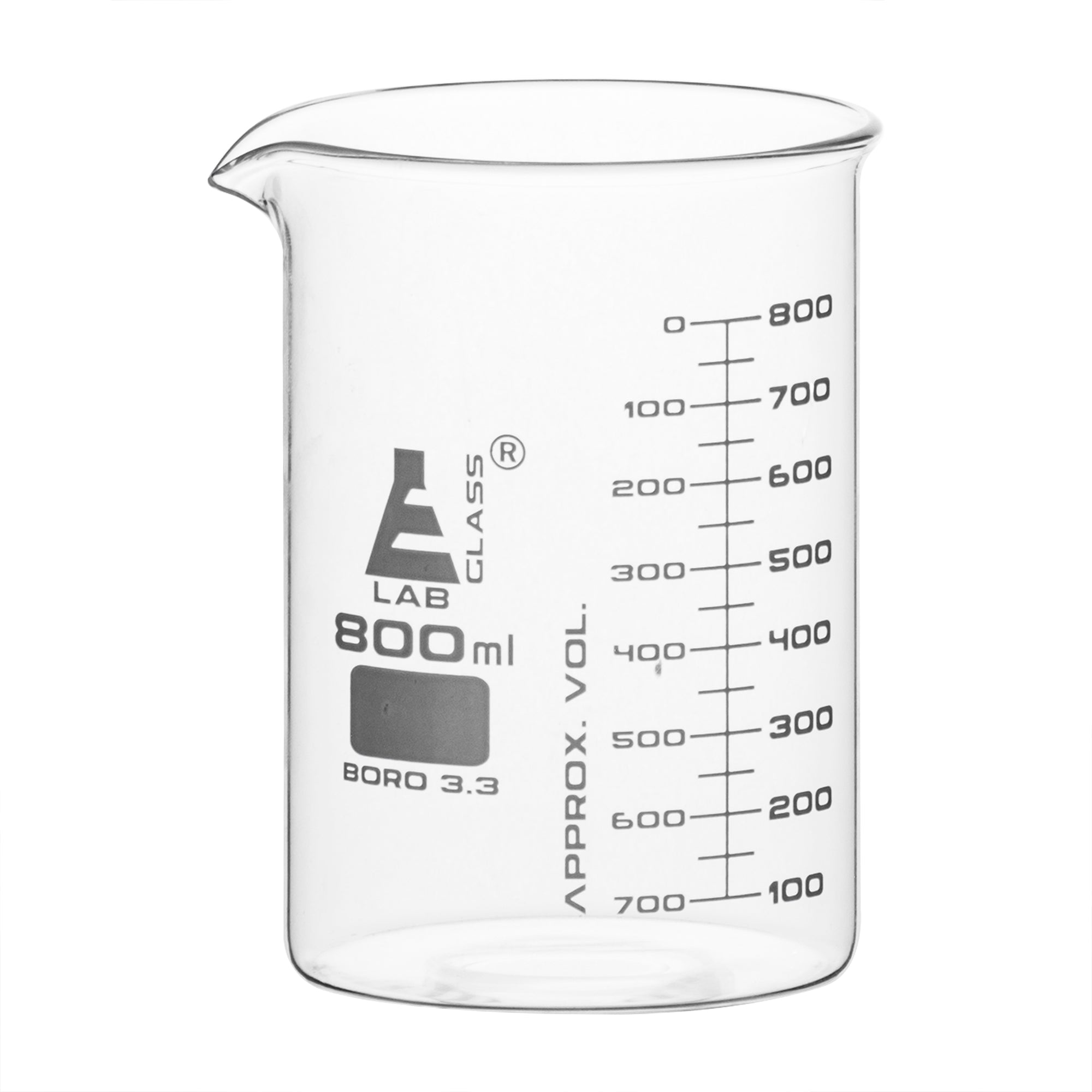 ASTM Low Form Borosilicate Glass Beaker with Dual Scale