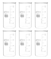 Tall Form Berzelius Borosilicate Glass Beaker, Graduated, 6-Pack