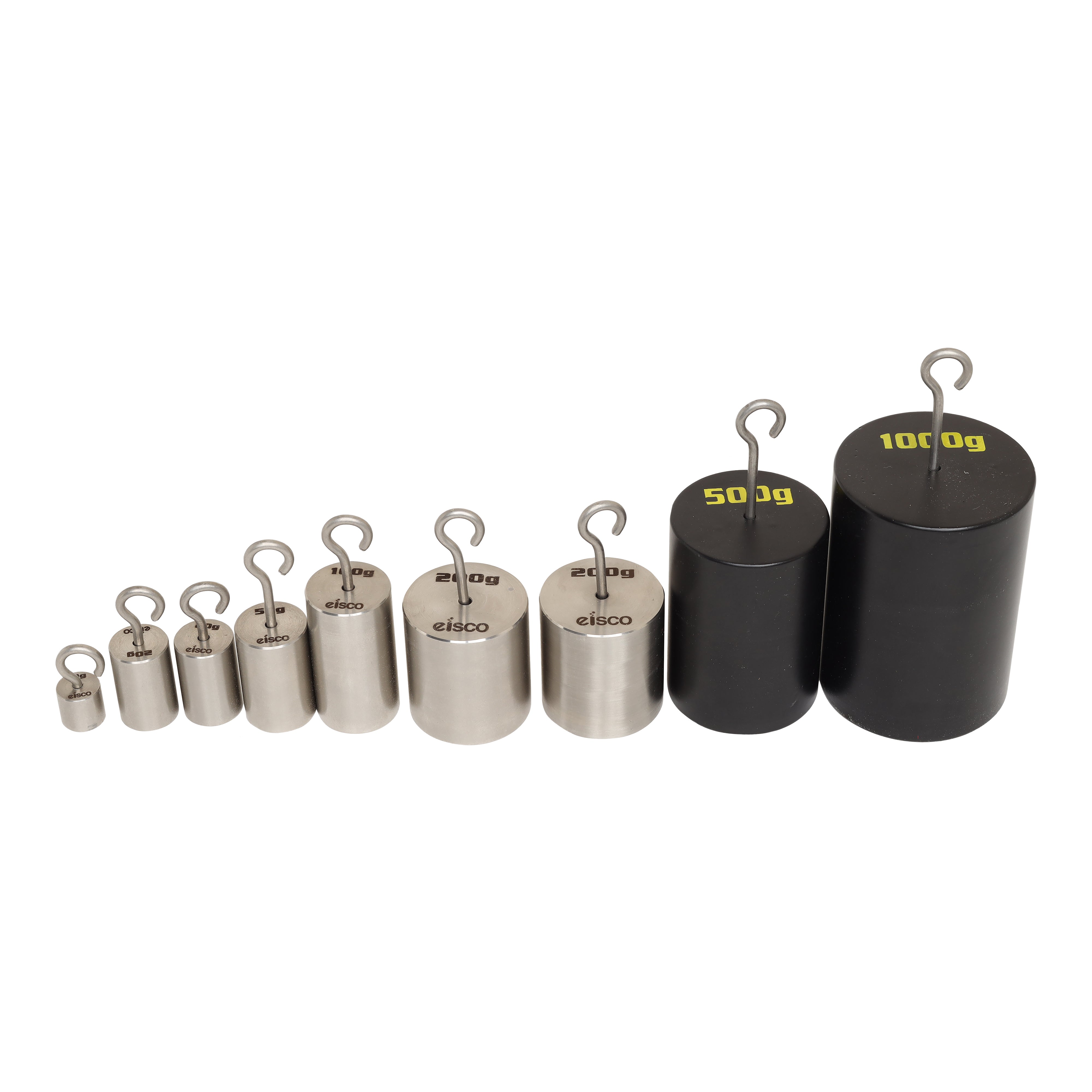 9-Piece Stainless Steel Hooked Weight Set, 10-1000g, with Wooden Storage