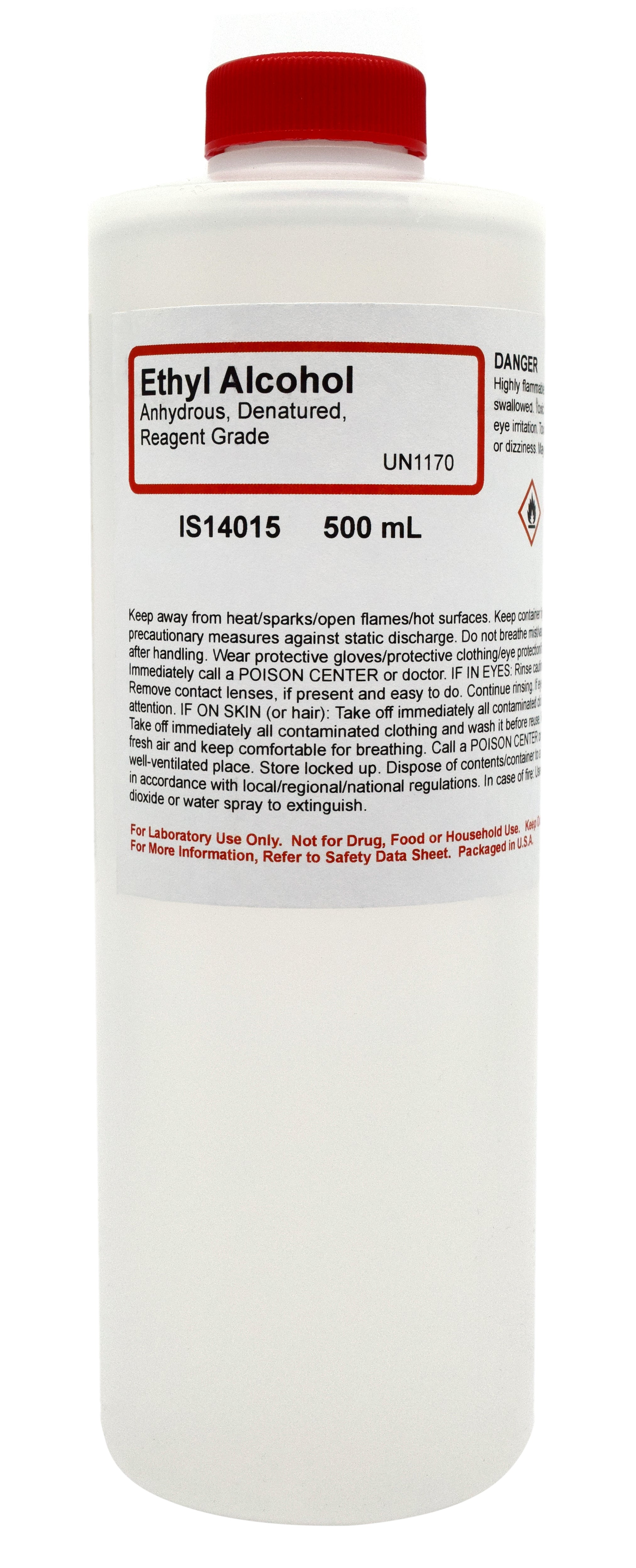 ACS Reagent Grade Anhydrous Denatured Ethyl Alcohol, 500mL