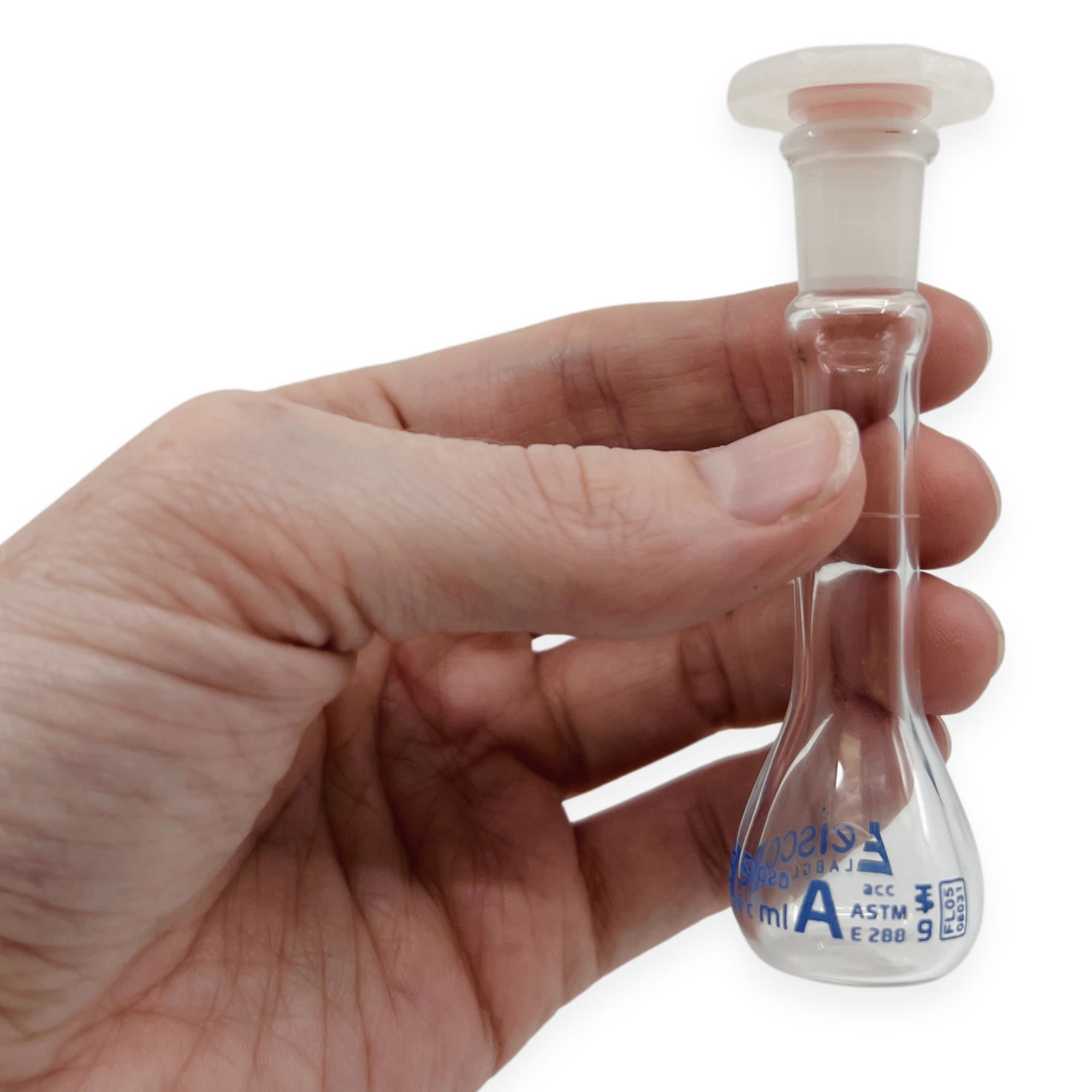 ASTM E288 Class A Volumetric Flask with Polyethylene Stopper, 5mL, Borosilicate Glass