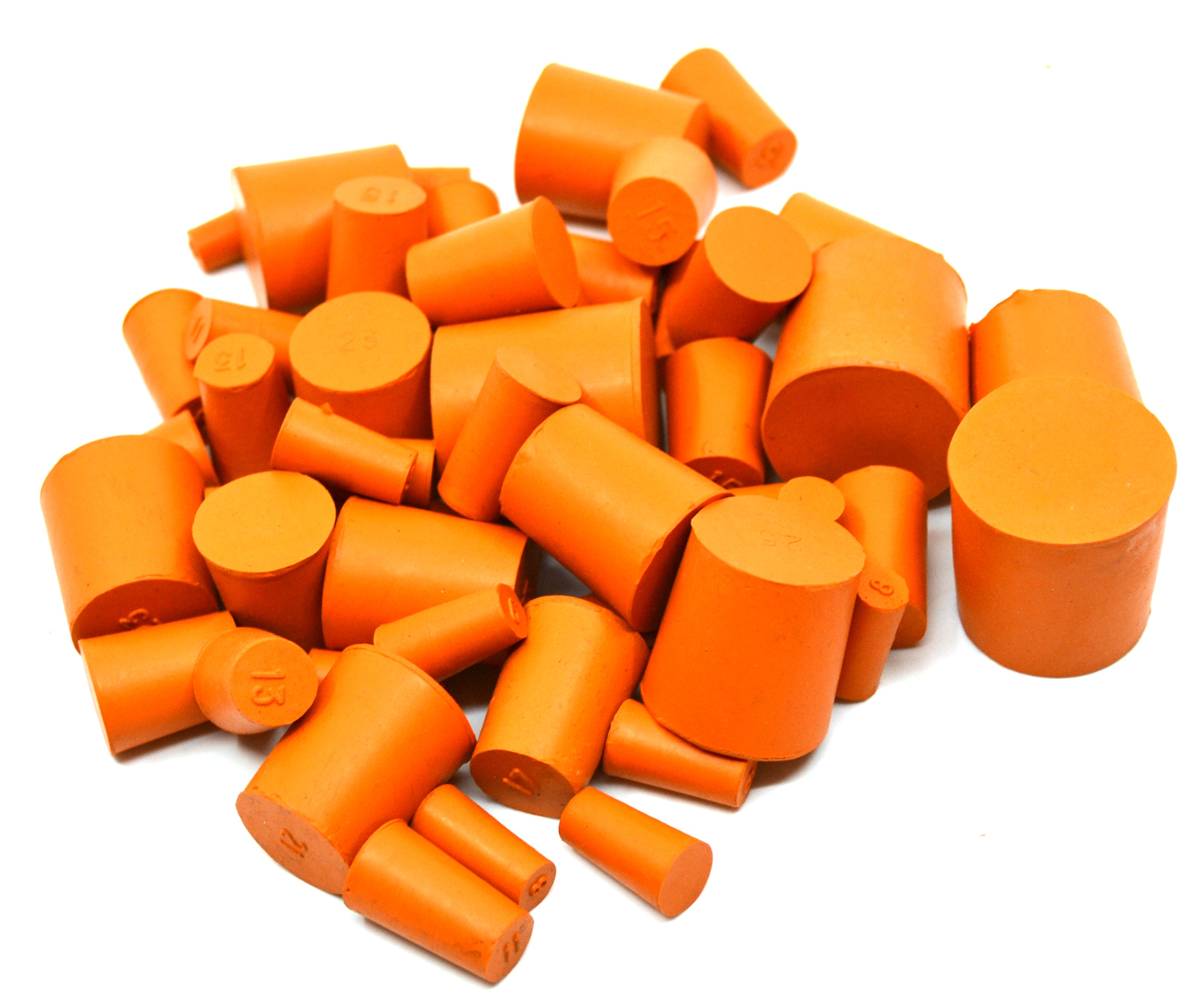 50-Pack Assorted Solid Rubber Stoppers, Acid and Alkali Resistant