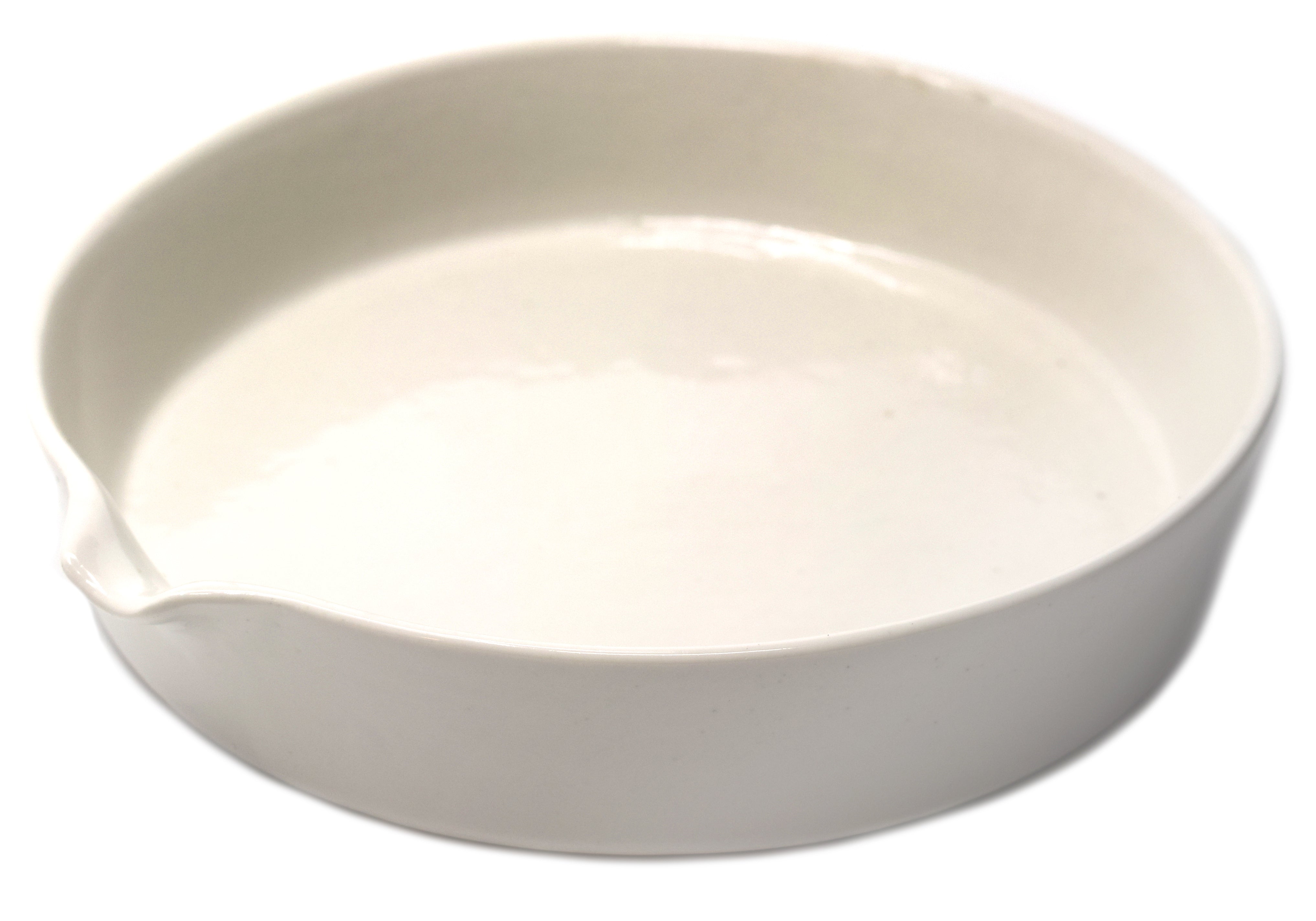 Flat Bottom Evaporating Basin with Spout, 150mm Diameter, Porcelain