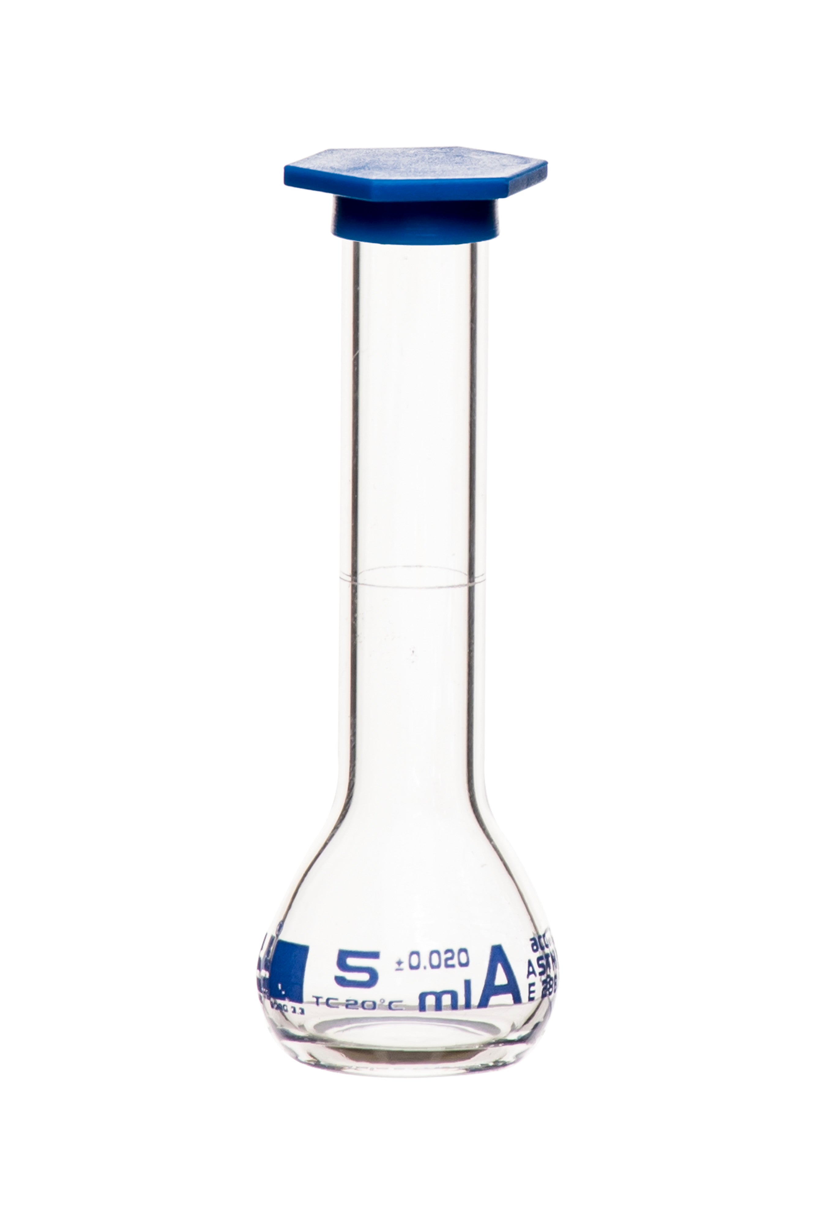 ASTM E288 Class A Volumetric Flask with Snap Cap, 5mL, Borosilicate Glass