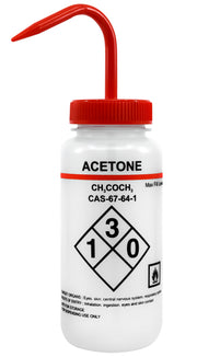 Red Color-Coded Self-Venting LDPE Acetone Wash Bottle, 500mL