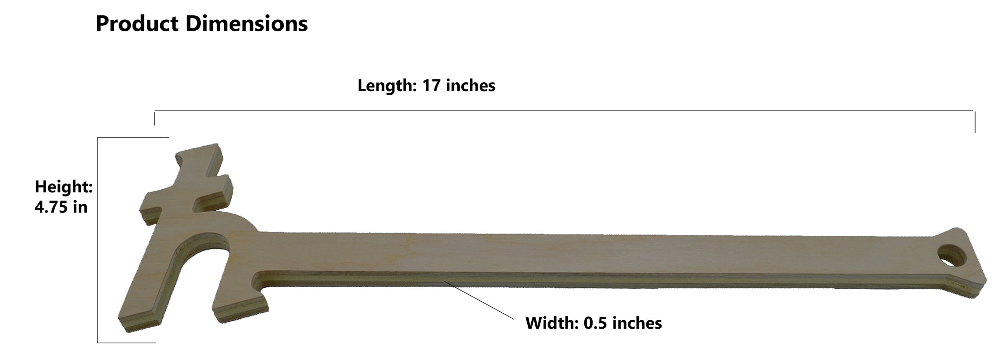 h-BAR Unfinished Wooden Oven Rack Push Puller for Baking, 17 x 4.75 inch