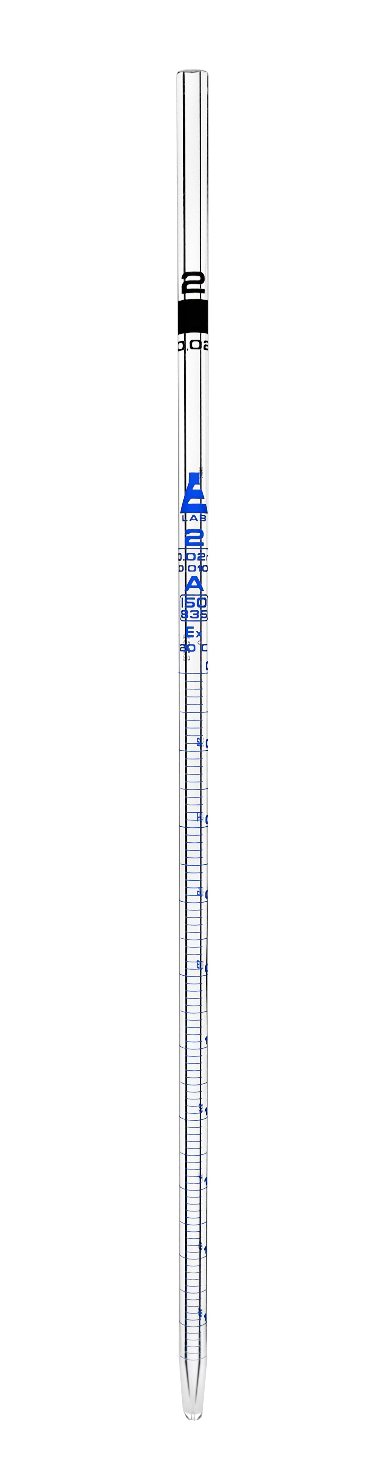Class A Borosilicate Glass Serological Pipette with Blue Graduations