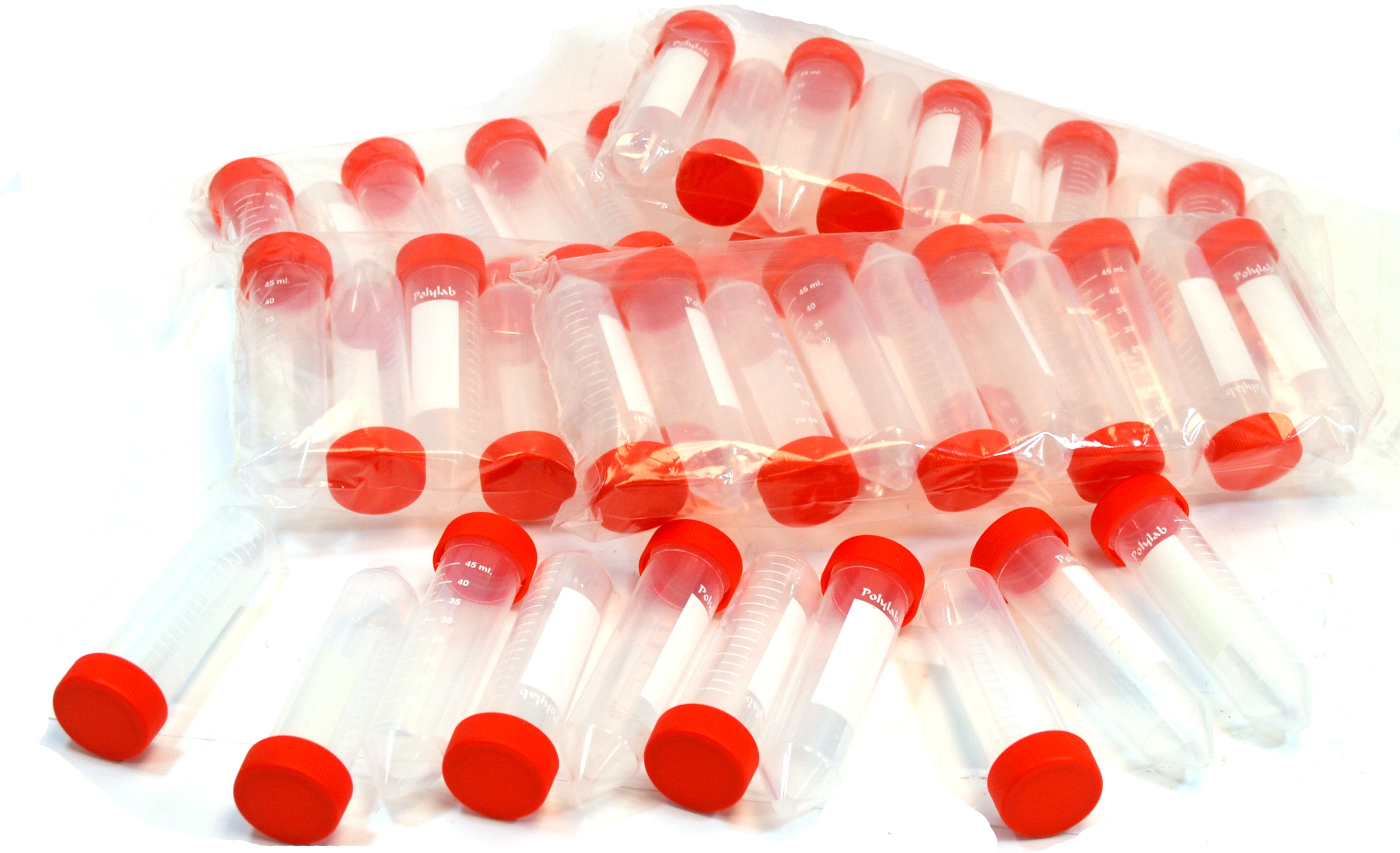 50-Pack Polypropylene Centrifuge Tubes, 50mL