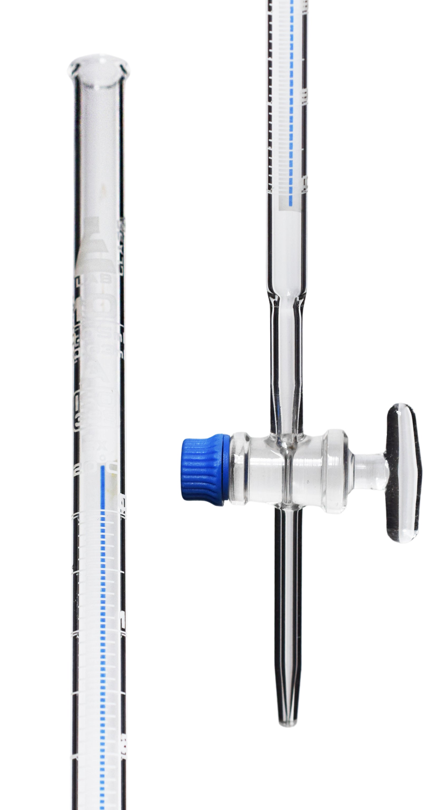 Class A Schellbach Borosilicate Glass Burette with Glass Stopcock, White Graduations