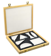 7-Piece Acrylic Blocks Set, 15mm Thick, with Wooden Storage