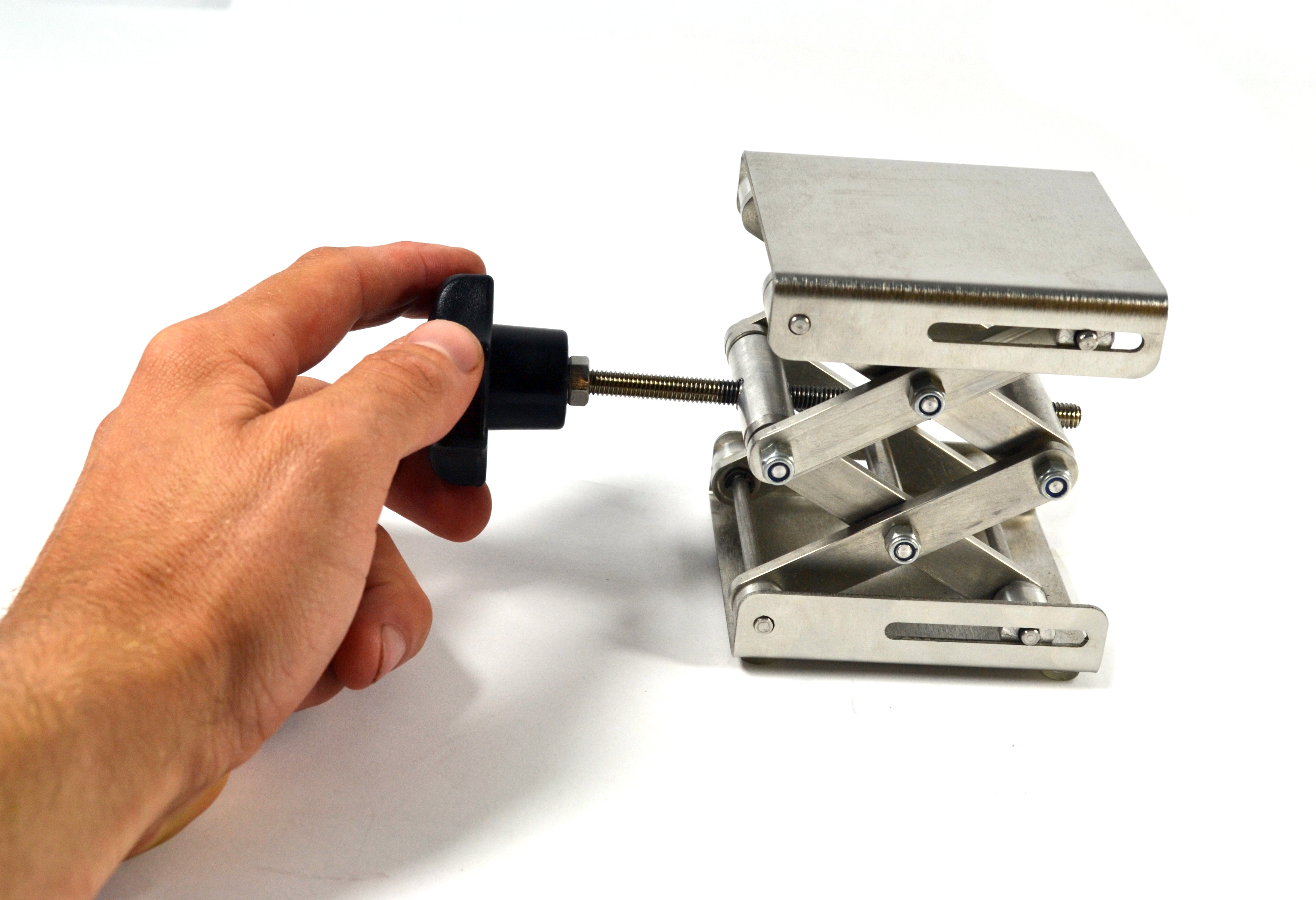 Stainless Steel Lab Jack, 3 x 2.8" Surface, 6" Max Height