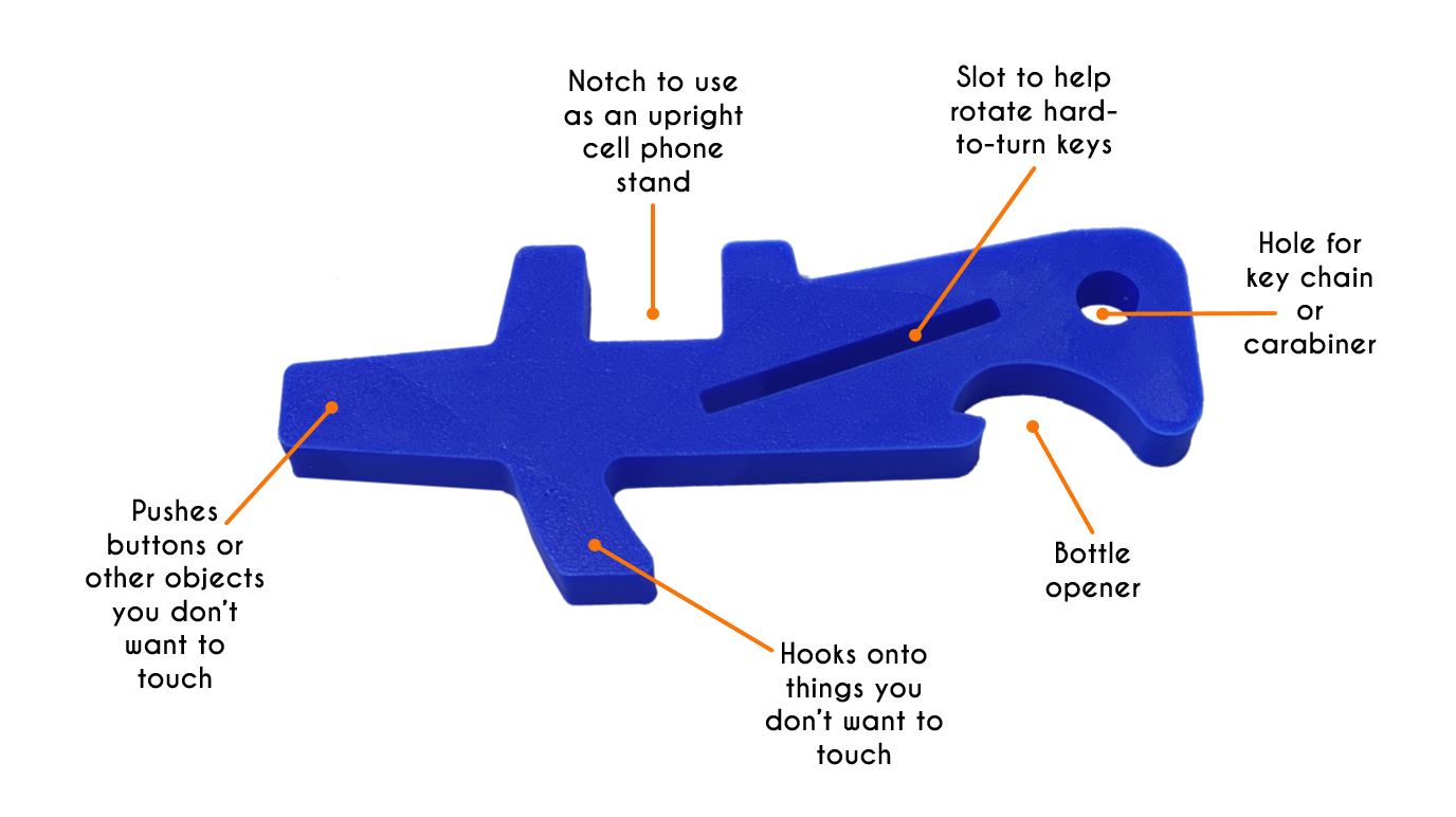 No-Touch Keychain Tool with Bottle Opener